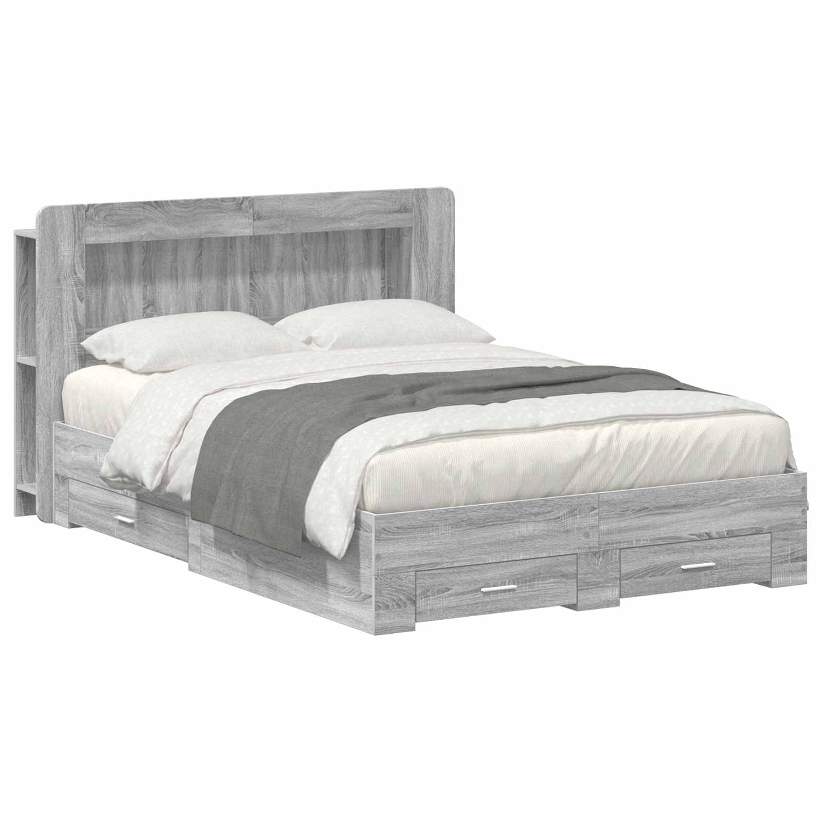 Bettgestell mit Stauraum Grau Sonoma 160 x 200 cm Holzwerkstoff
