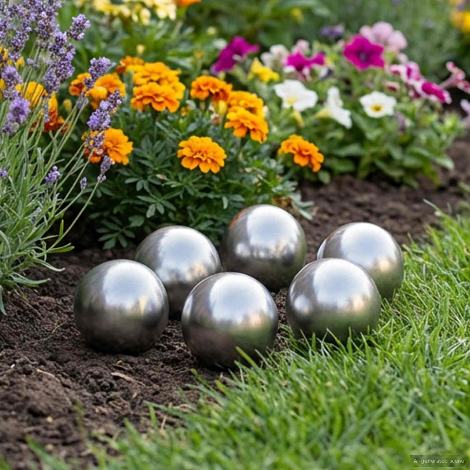 Gebürsteter Ball 6 stk. Ø 7,5 cm Silber Edelstahl 201