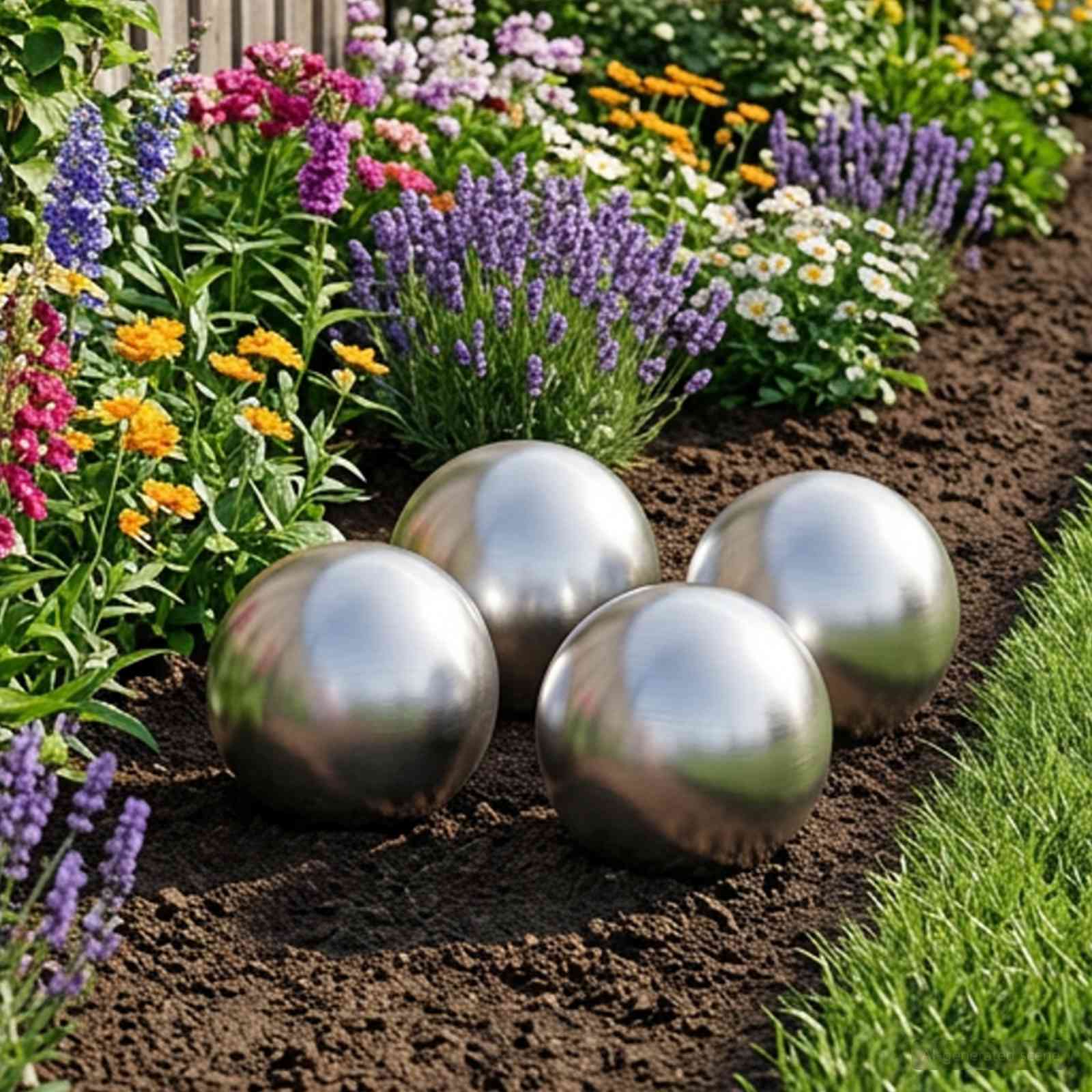 Gebürsteter Ball 4 stk. Ø 10 cm Silber Edelstahl 201