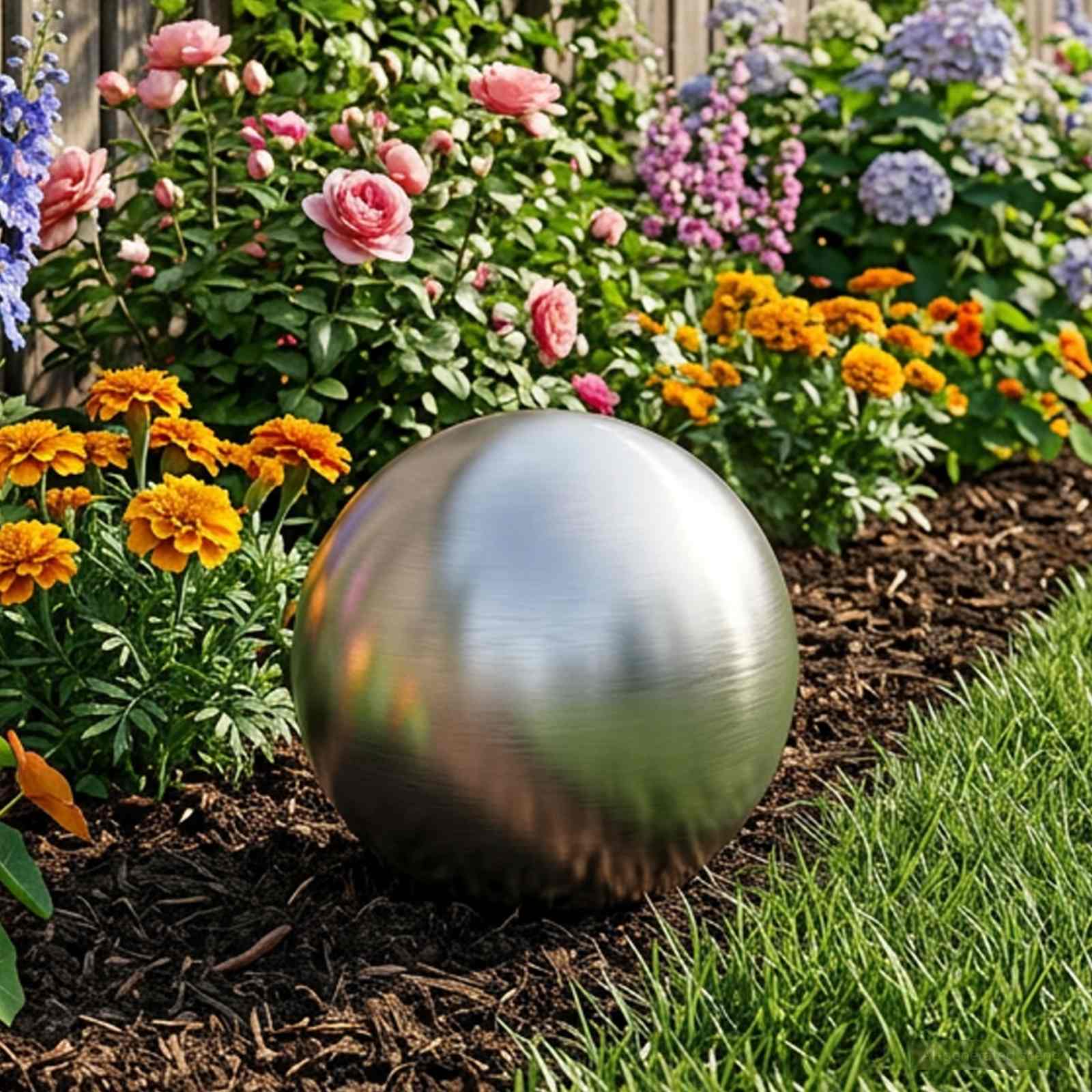 Gebürsteter Ball Ø 20 cm Silber Edelstahl 201