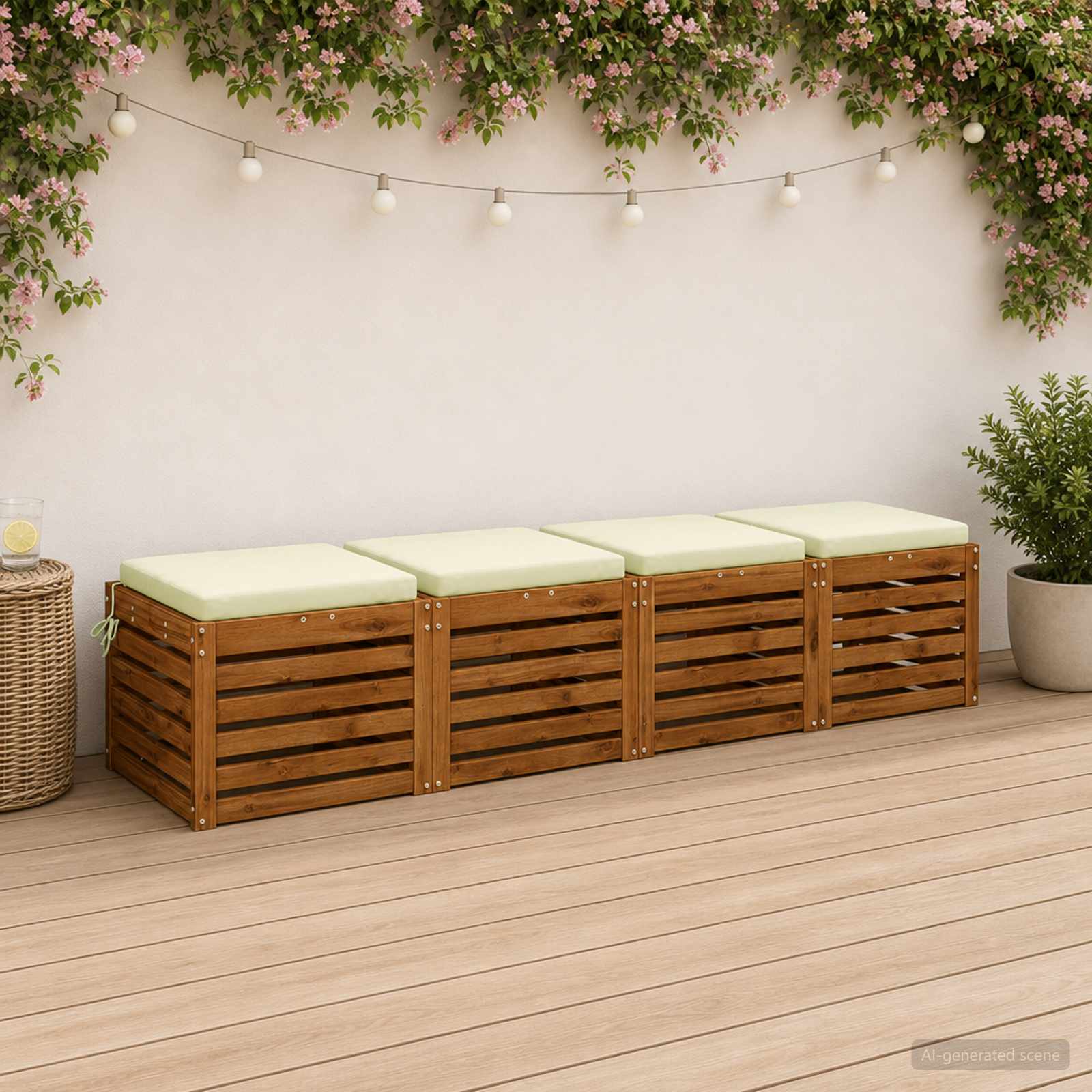 4-teilige Sitzkissen SOEST 4 stk. 100 % Polyester Creme