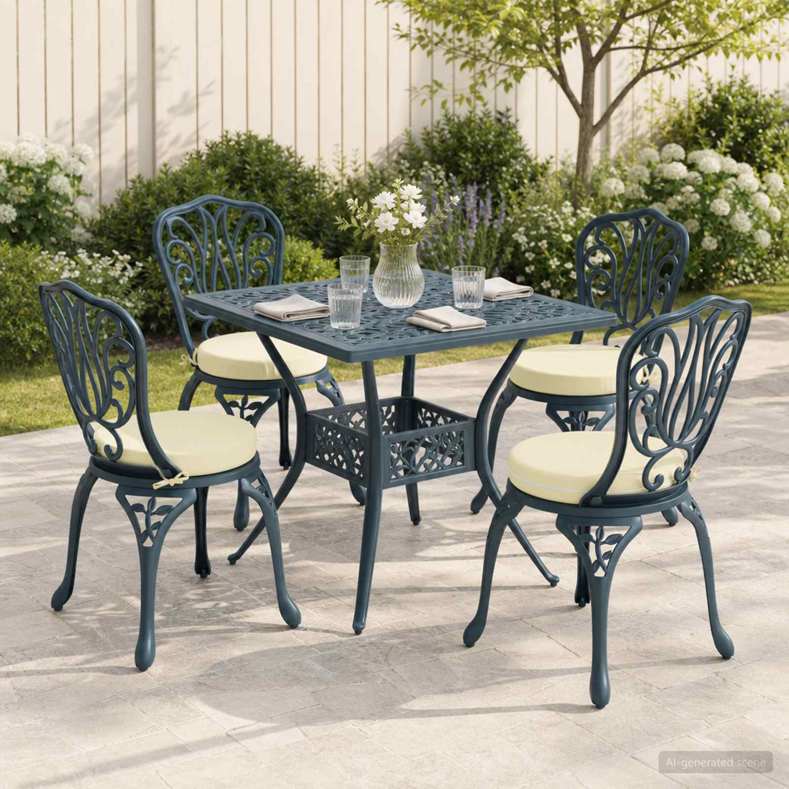 4-teilige Sitzkissen SOEST 4 stk. 100 % Polyester Creme