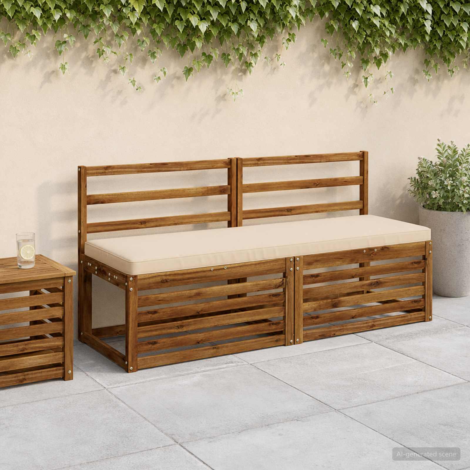 2-teilige Bankkissen VUGHT 2 stk. 100 % Polyester Creme