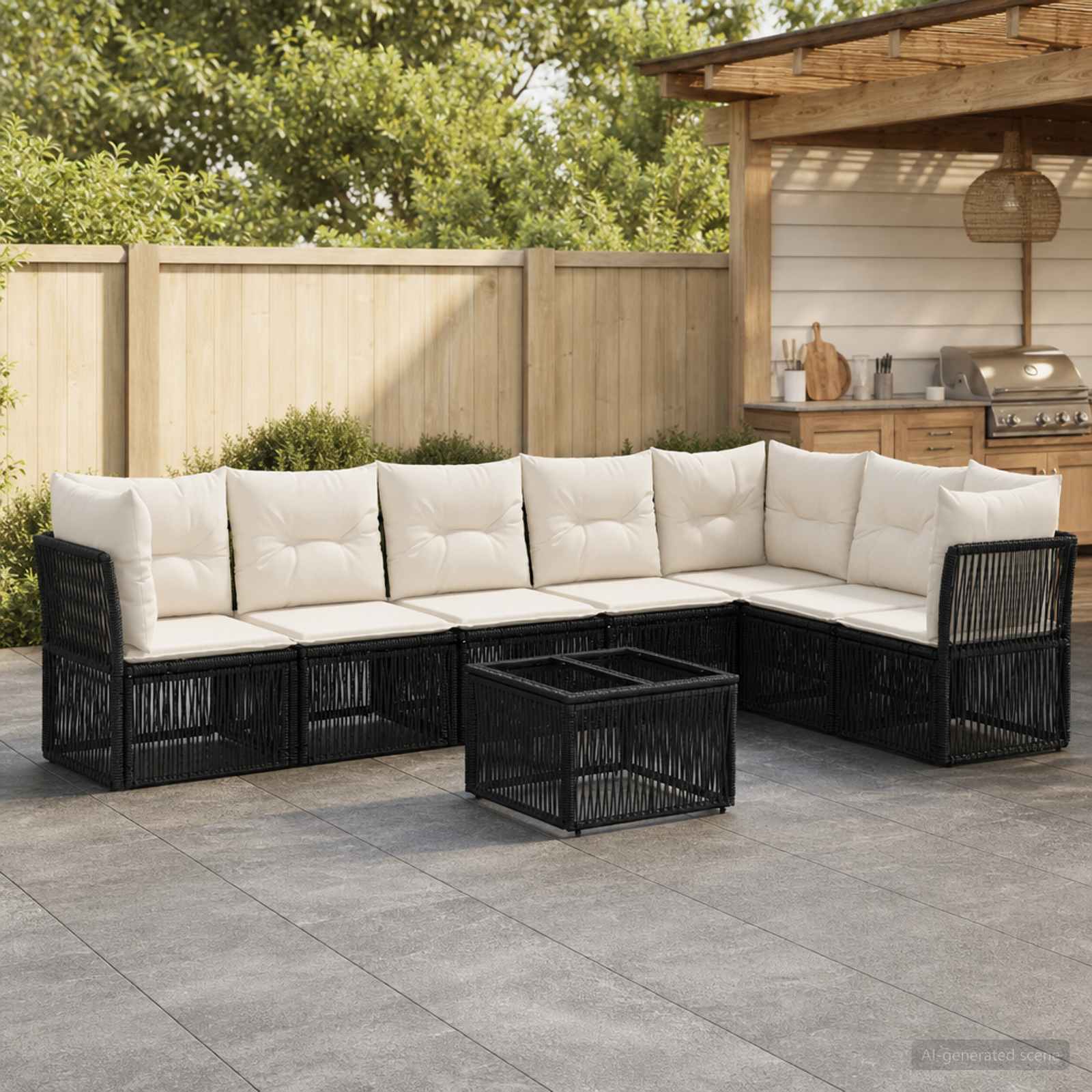 Gartensofa-set 8 stk. Schwarz Poly-Rattan