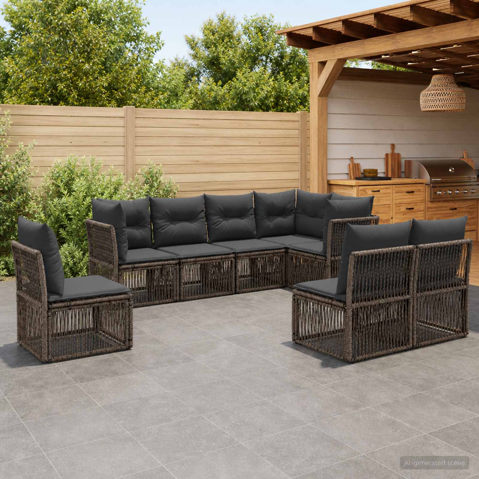 Gartensofa-set 8 stk. Grau Poly-Rattan