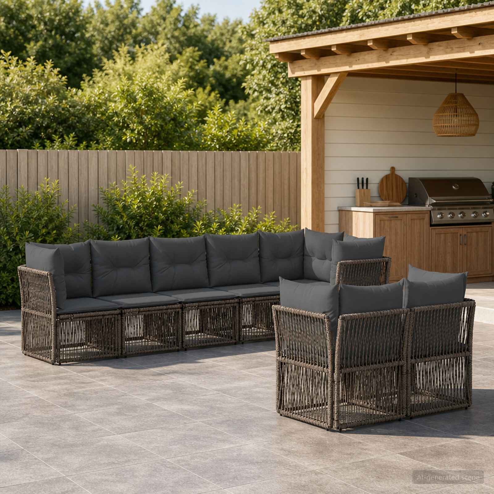 Gartensofa-set 8 stk. Grau Poly-Rattan