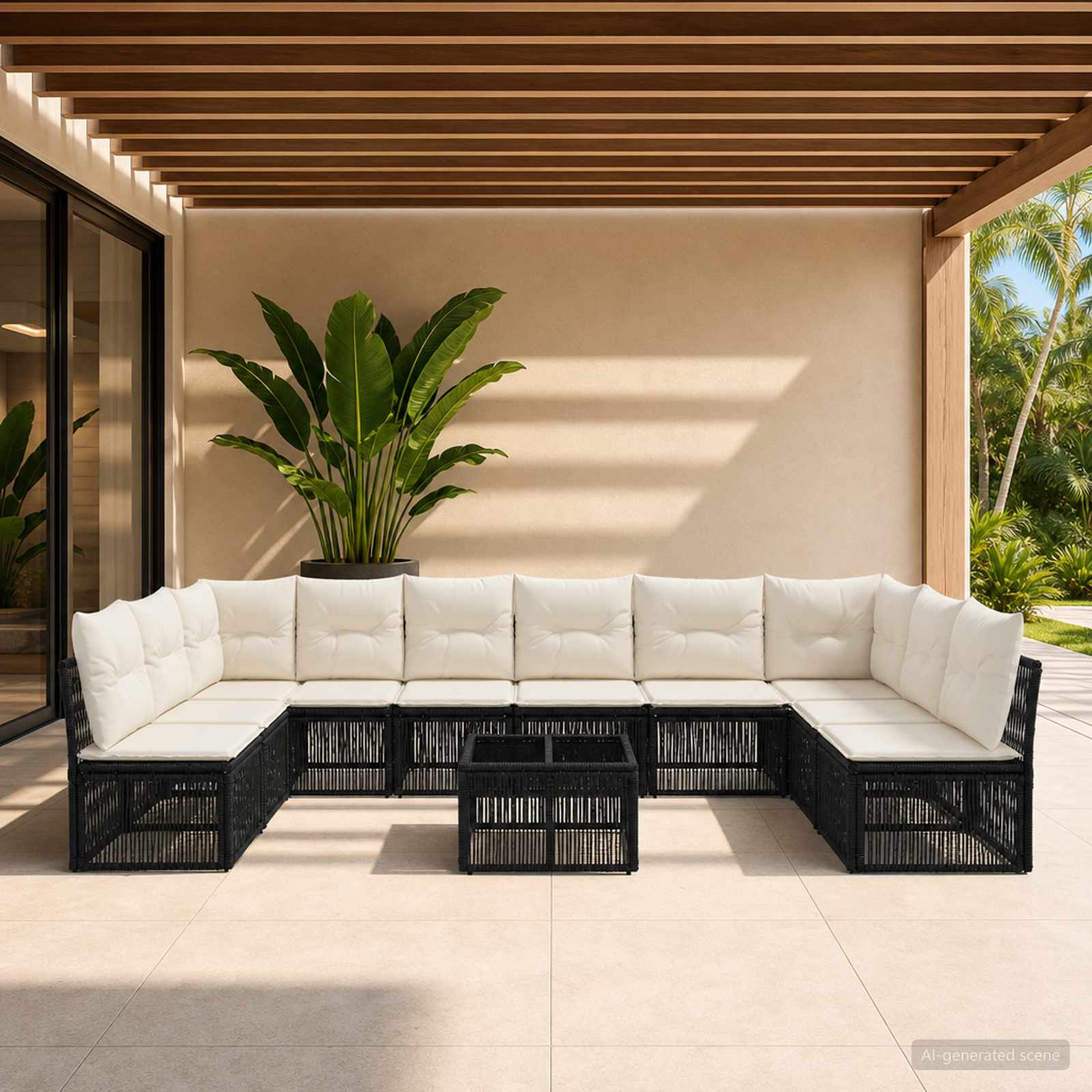 Gartensofa-set 11 stk. Schwarz Poly-Rattan