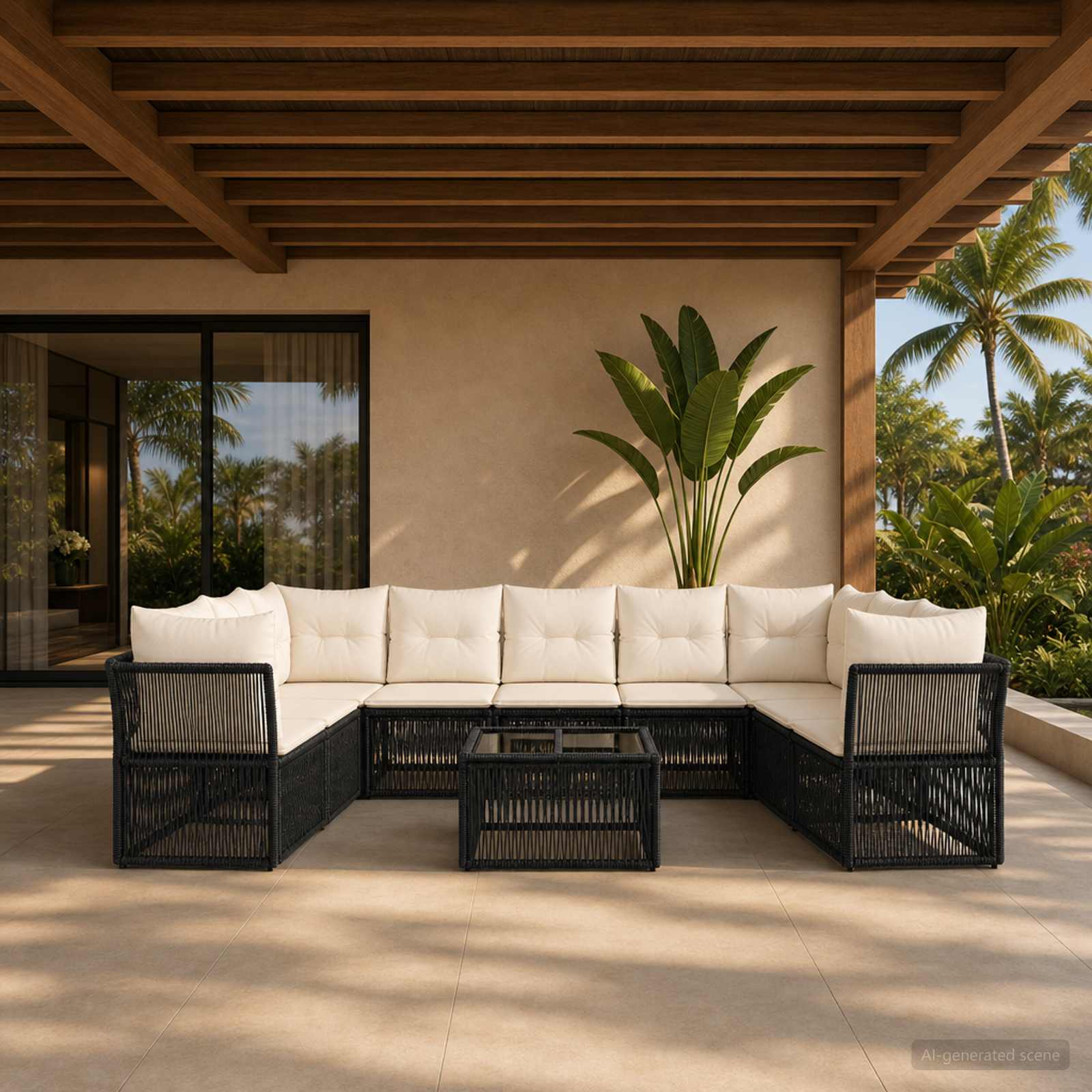 Gartensofa-set 10 stk. Schwarz Poly-Rattan