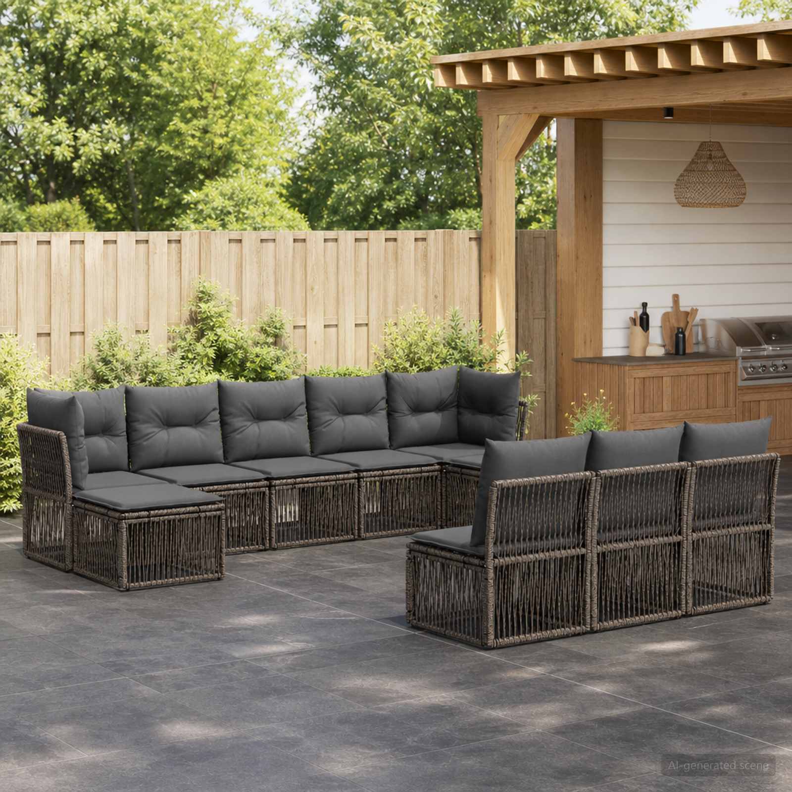 Gartensofa-set 10 stk. Grau Poly-Rattan