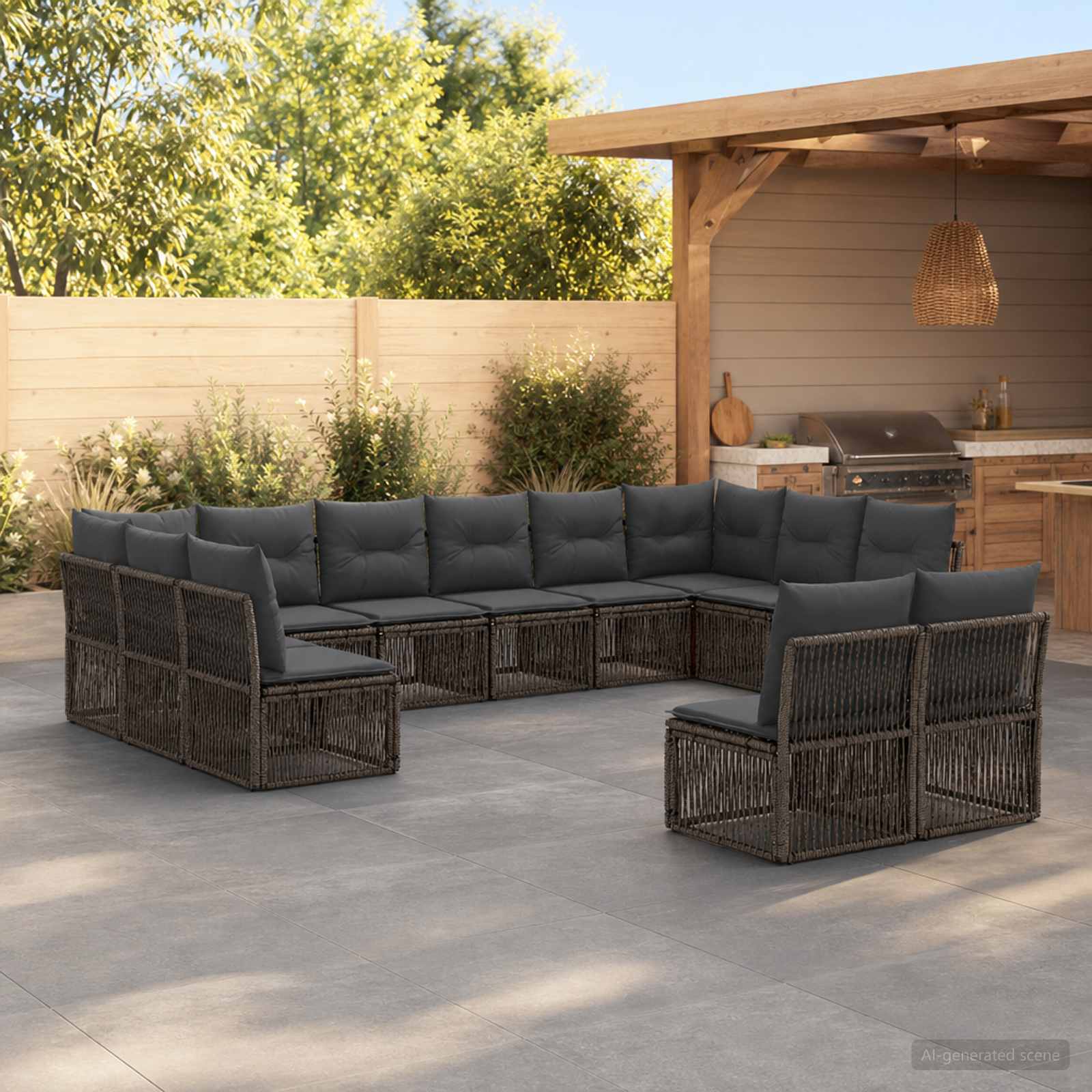 Gartensofa-set 12 stk. Grau Poly-Rattan