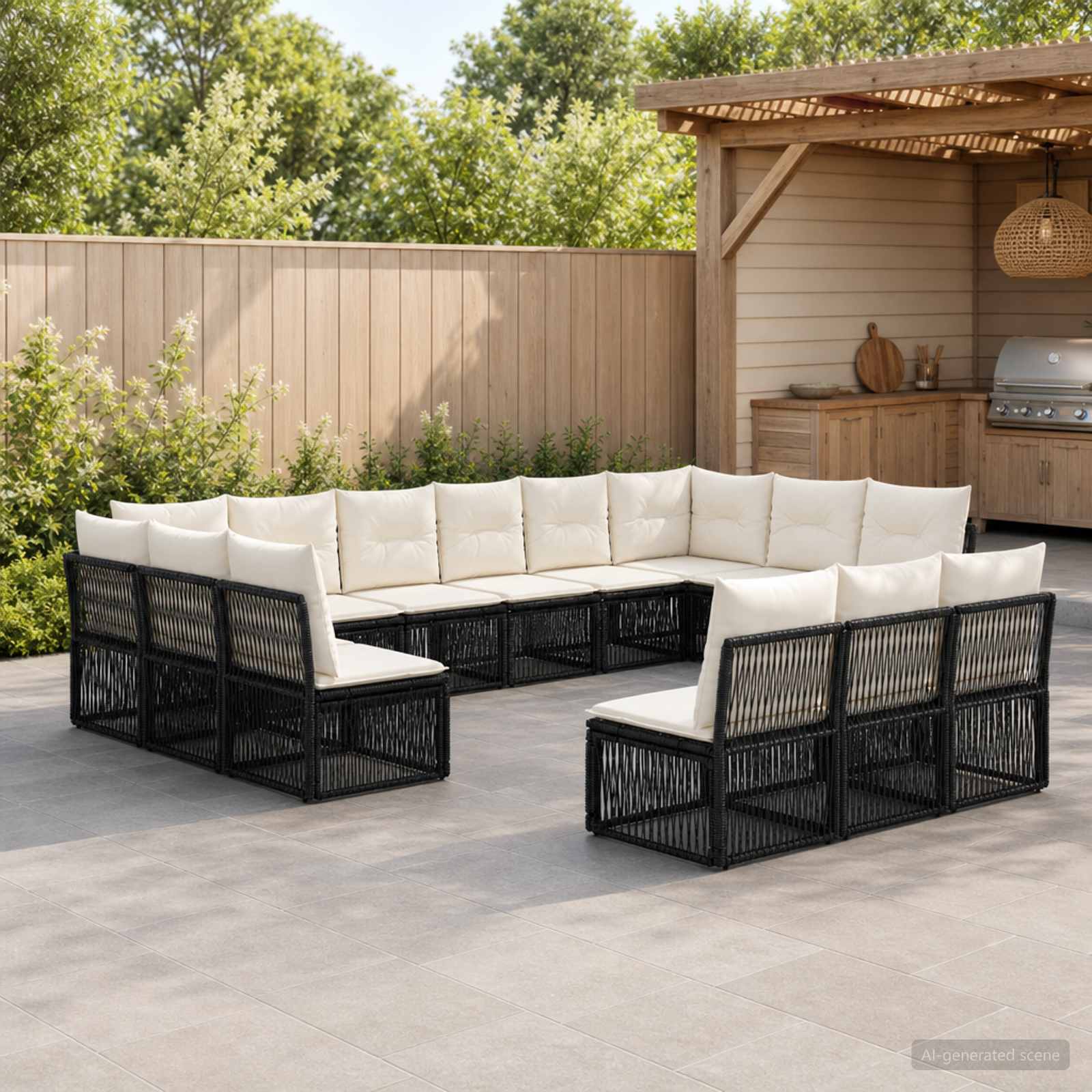 Gartensofa-set 13 stk. Schwarz Poly-Rattan