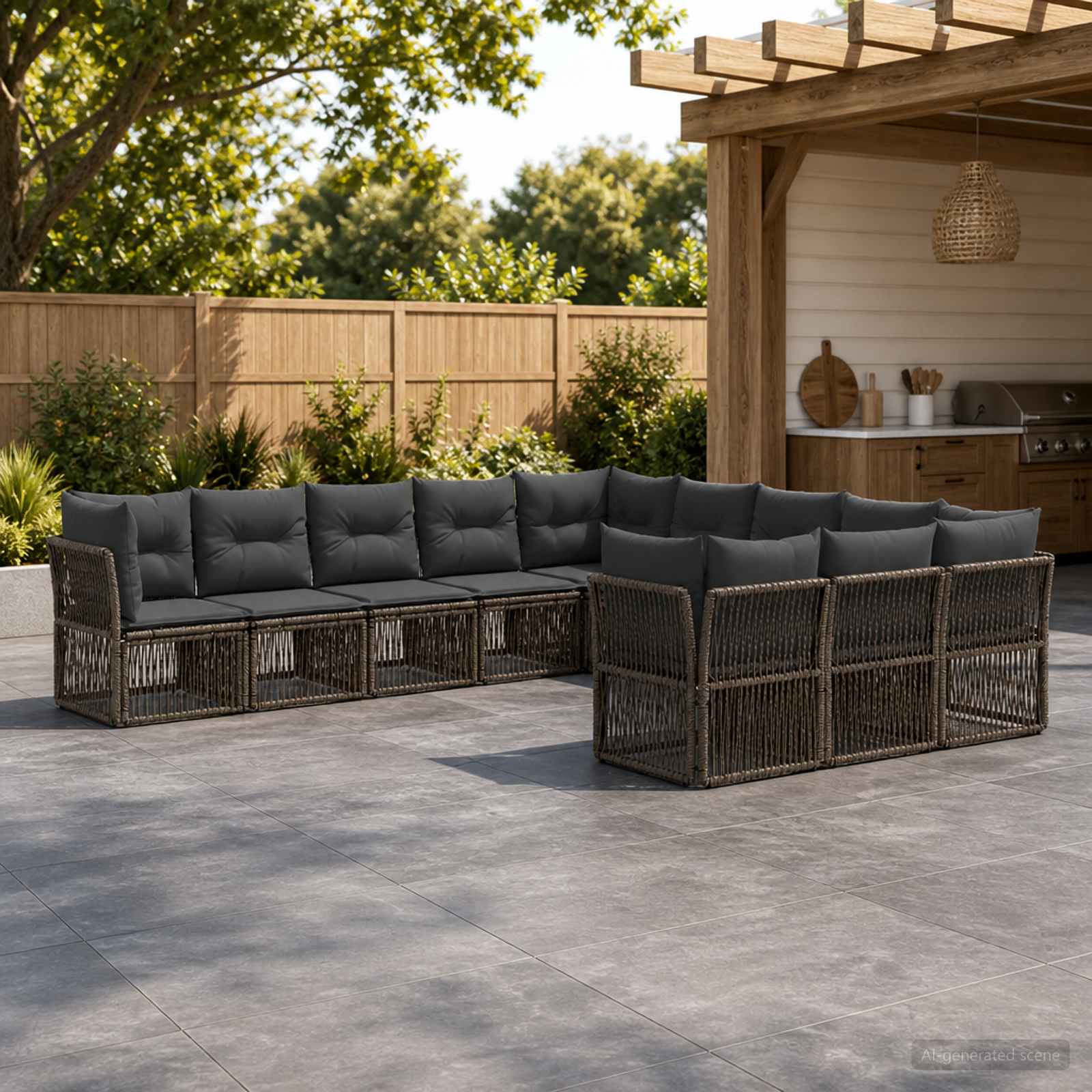 Gartensofa-set 11 stk. Grau Poly-Rattan