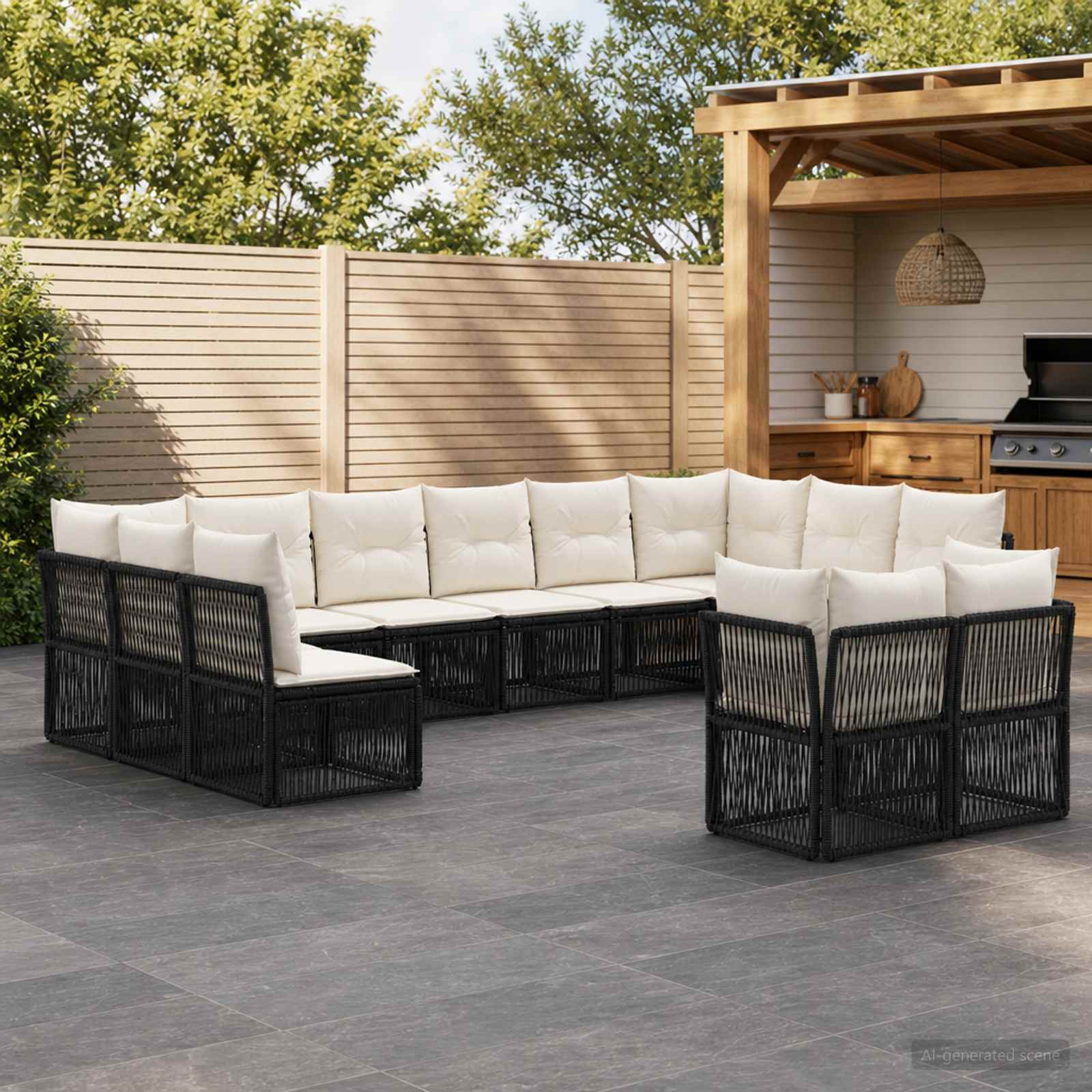 Gartensofa-set 12 stk. Schwarz Poly-Rattan