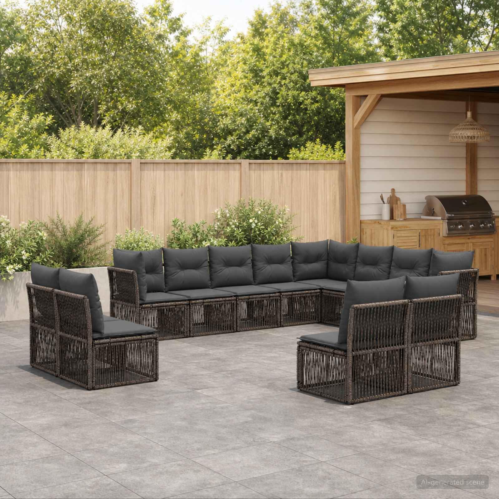 Gartensofa-set 12 stk. Grau Poly-Rattan