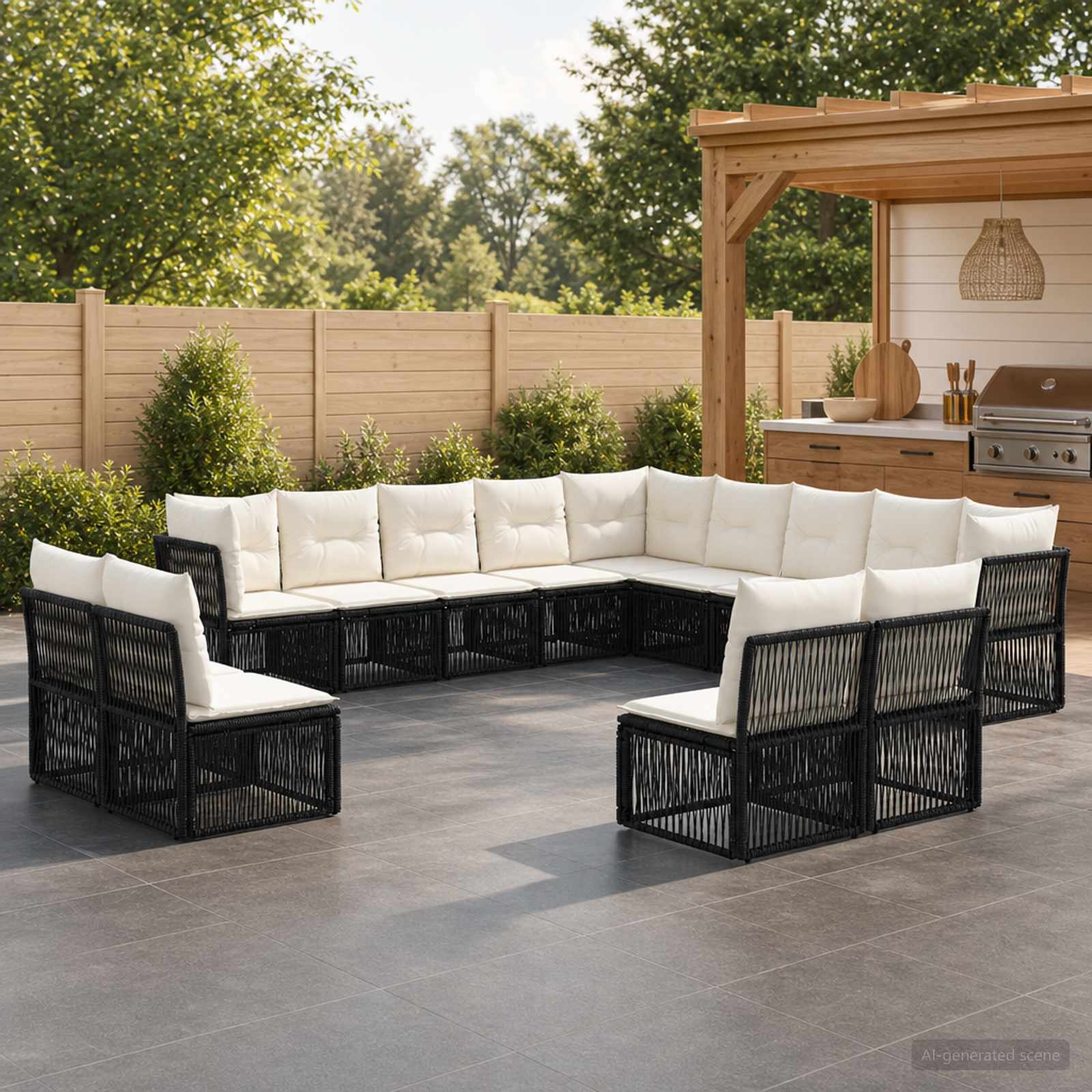 Gartensofa-set 13 stk. Schwarz Poly-Rattan