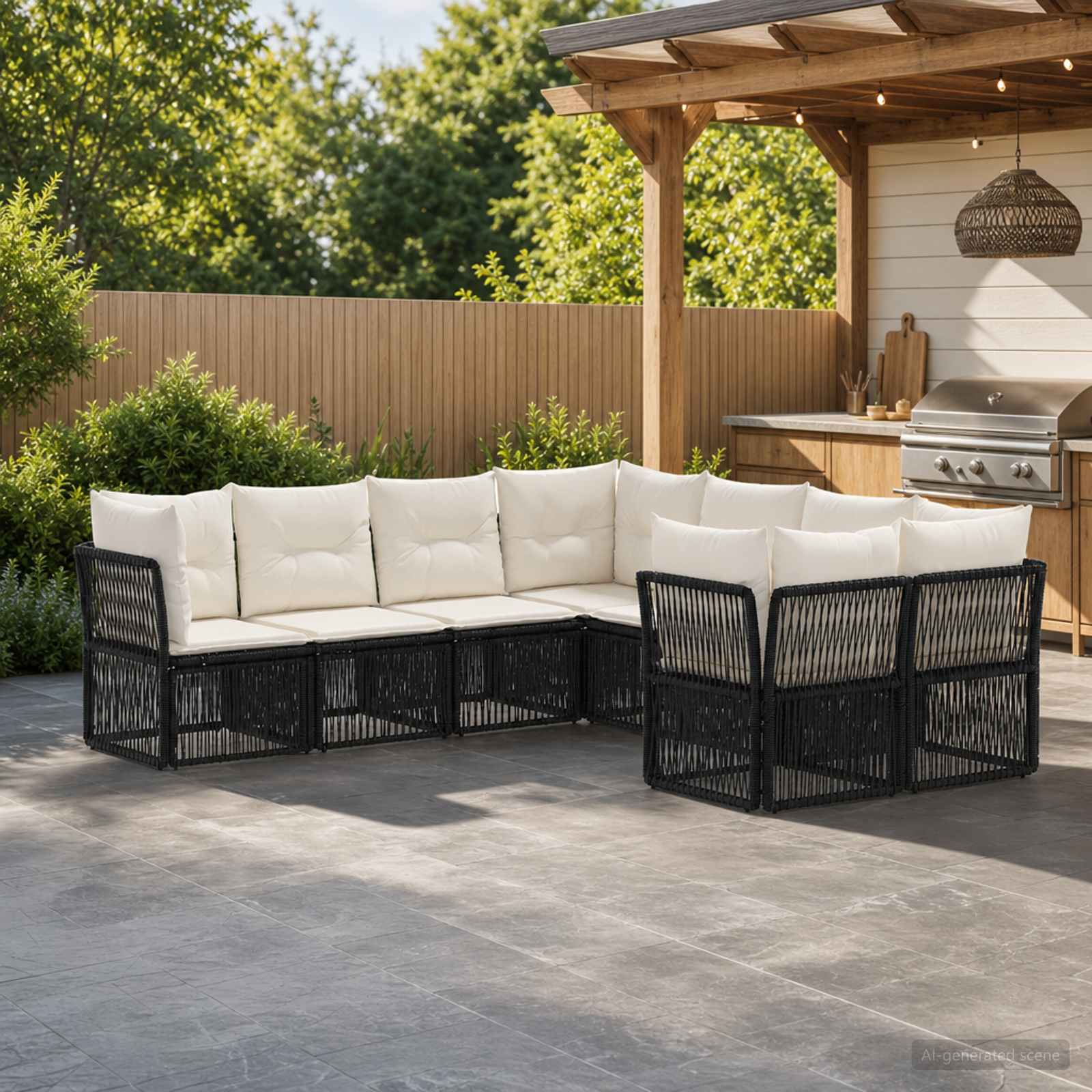 Gartensofa-set 8 stk. 8-Sitzanzahl Schwarz Poly-Rattan