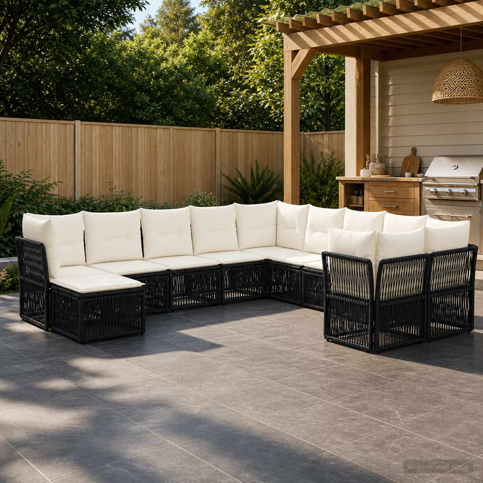 Gartensofa-set 11 stk. Schwarz Poly-Rattan