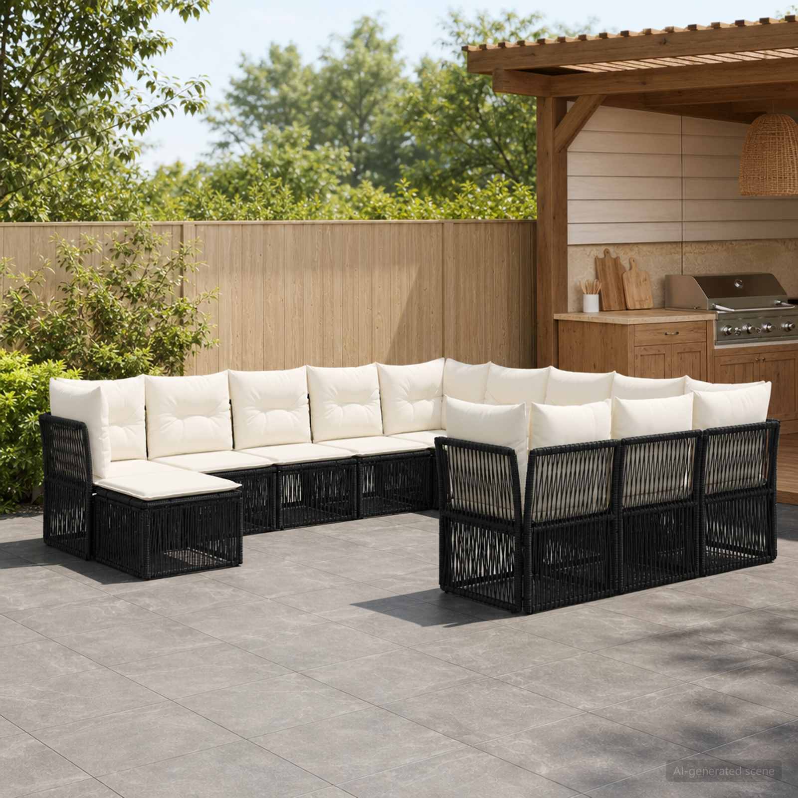 Gartensofa-set 12 stk. Schwarz Poly-Rattan