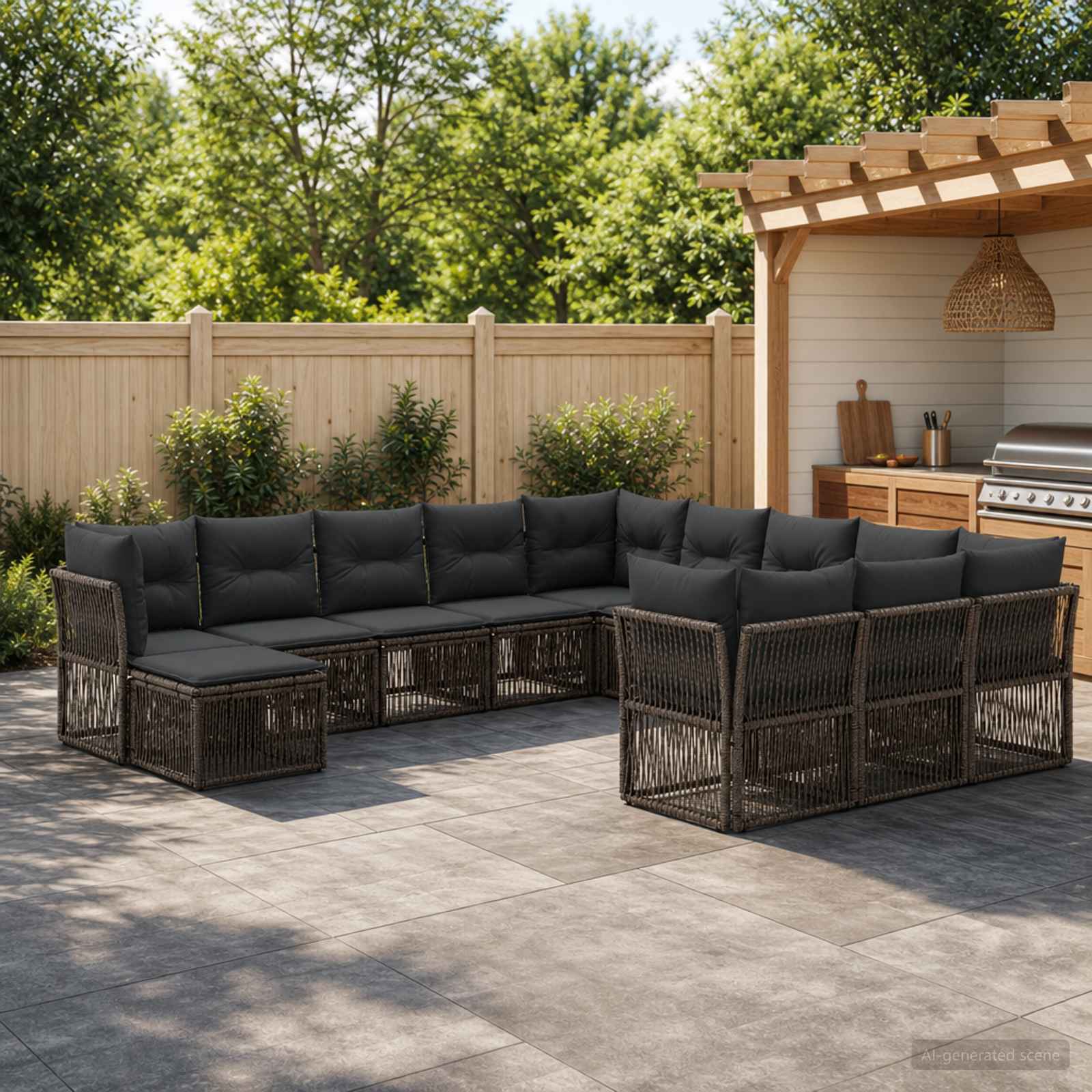 Gartensofa-set 12 stk. Grau Poly-Rattan