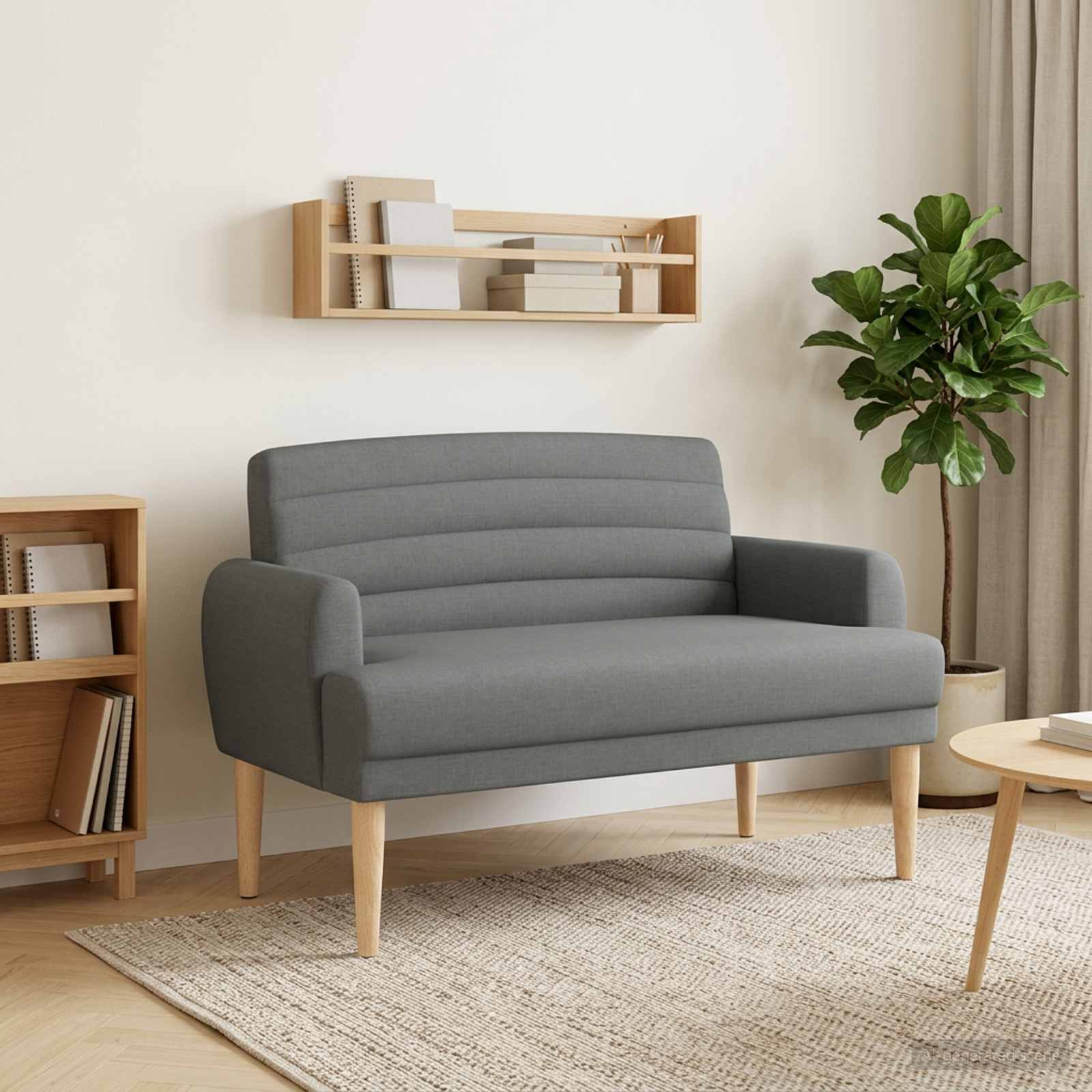 Zweisitzer mit Knopfheftung Dunkelgrau 116 x 67 x 80 cm Stoff