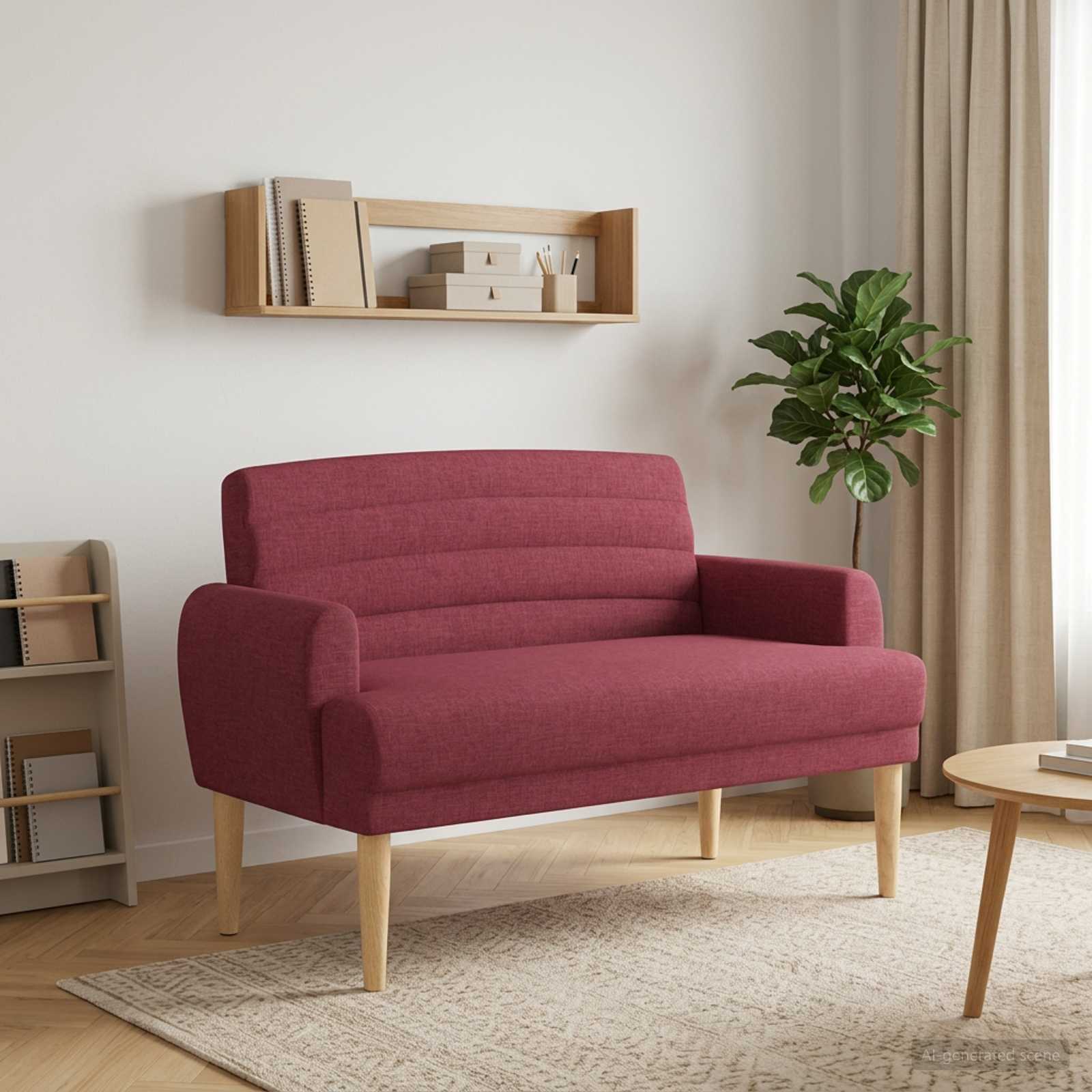 Zweisitzer mit Knopfheftung Weinrot 116 x 67 x 80 cm Stoff