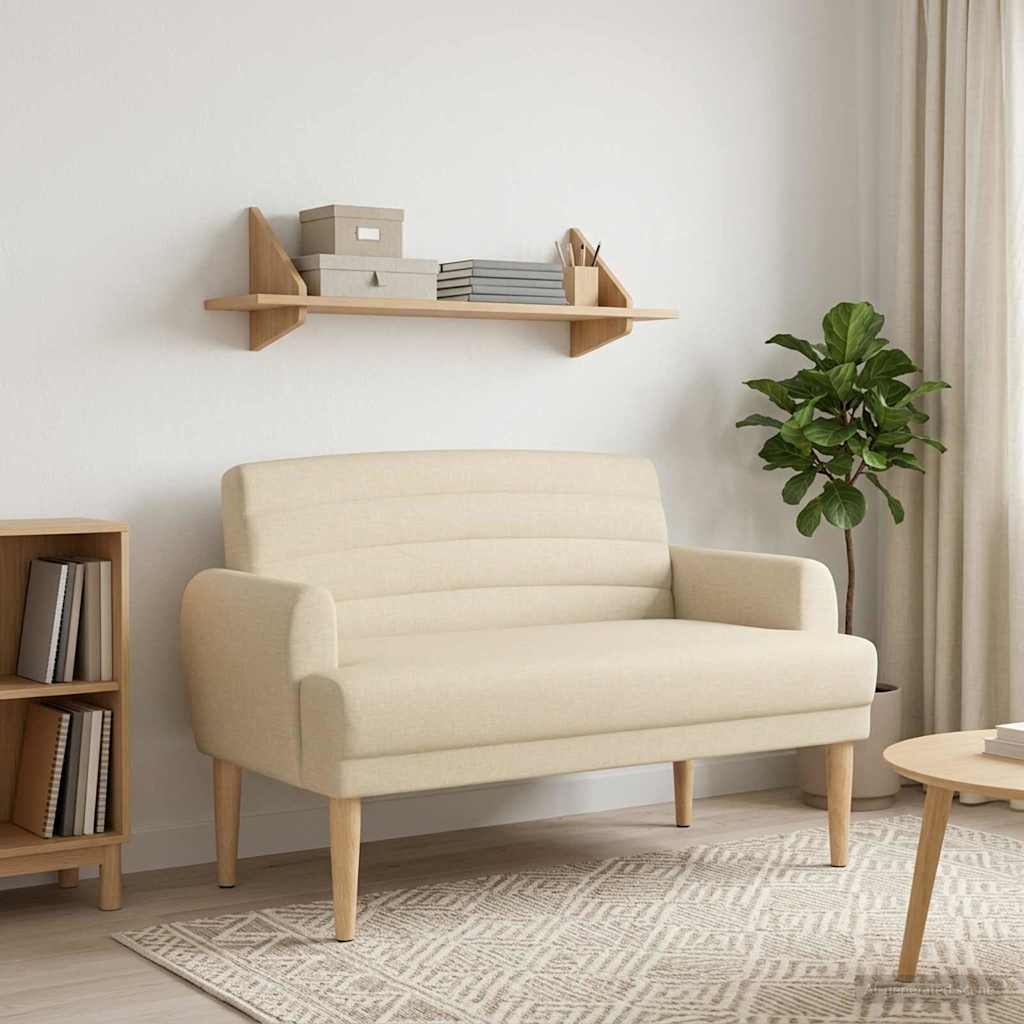 Zweisitzer mit Knopfheftung Creme 116 x 67 x 80 cm Stoff