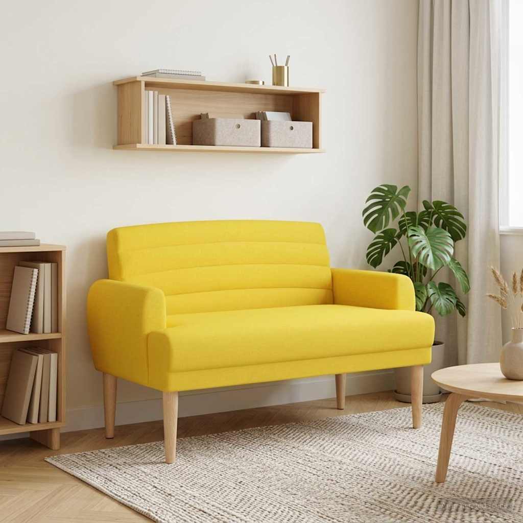 Zweisitzer mit Knopfheftung Hellgelb 116 x 67 x 80 cm Stoff