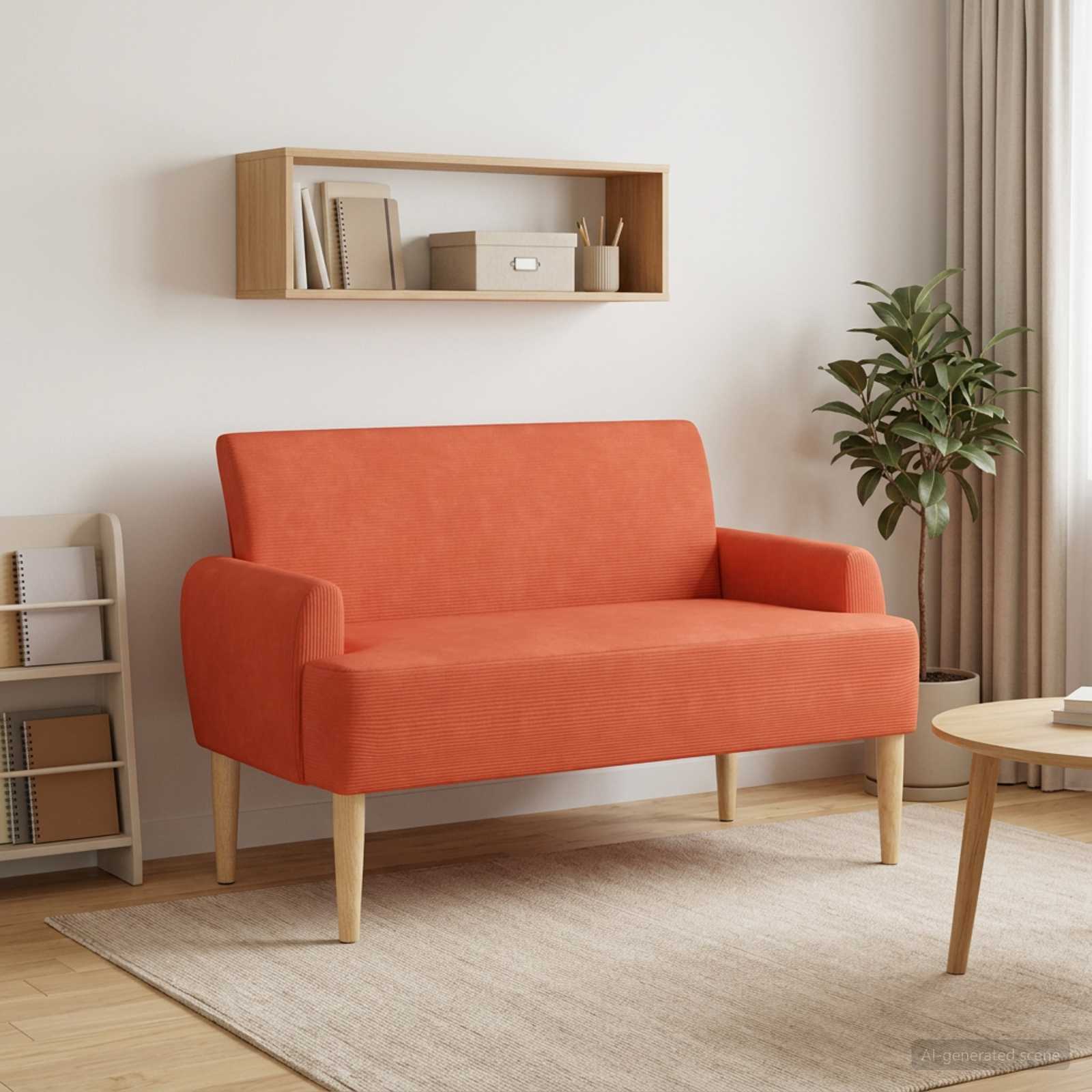 Zweisitzer mit Knopfheftung Rot-Orange 116 x 67 x 81 cm
