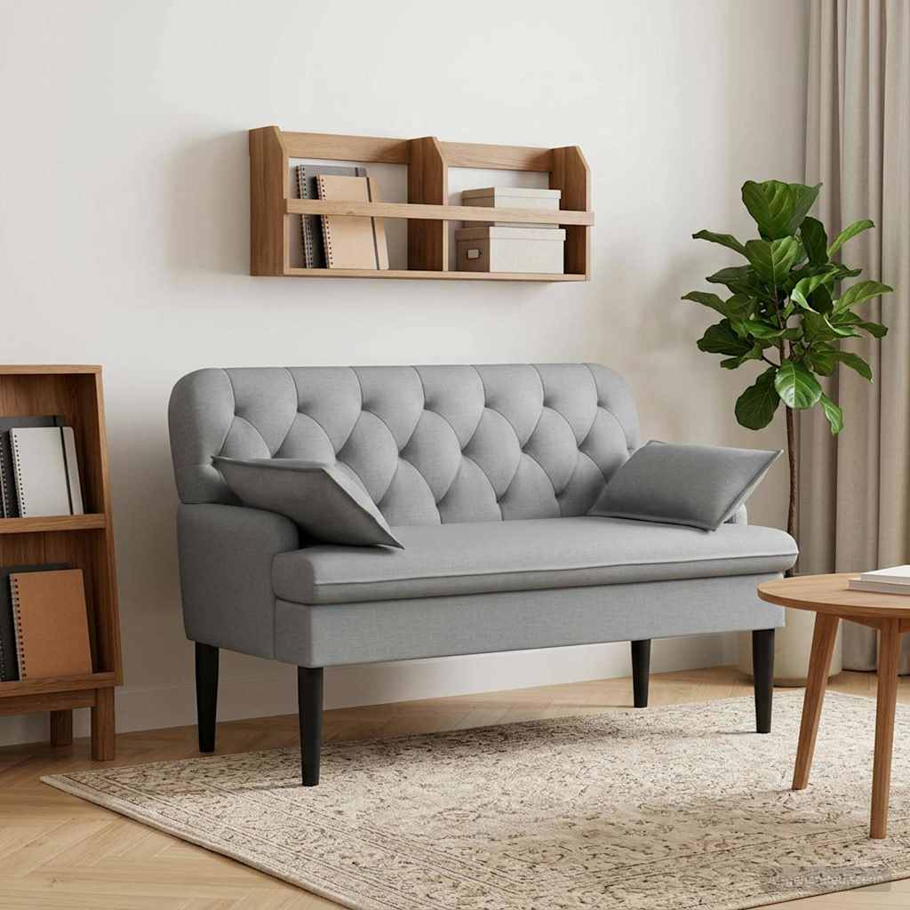 Zweisitzer mit Knopfheftung Hellgrau 111 x 68 x 80 cm Stoff