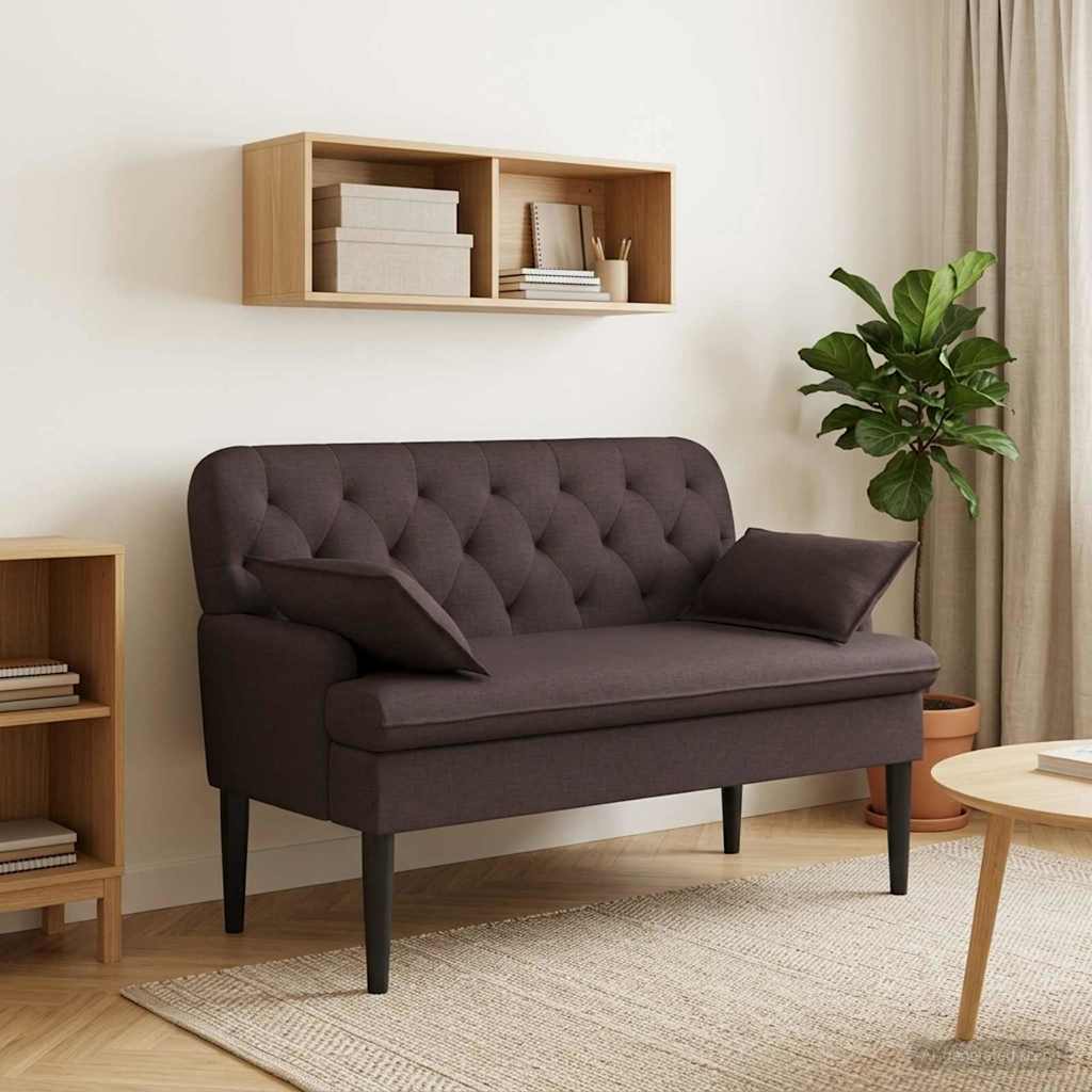 Zweisitzer mit Knopfheftung Dunkelbraun 111 x 68 x 80 cm Stoff