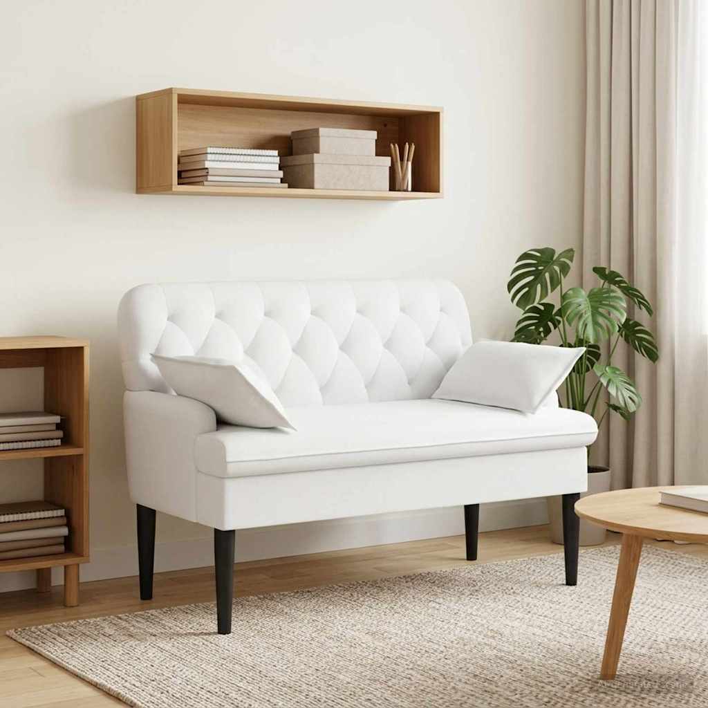 Zweisitzer mit Knopfheftung Weiß 111 x 68 x 80 cm Stoff