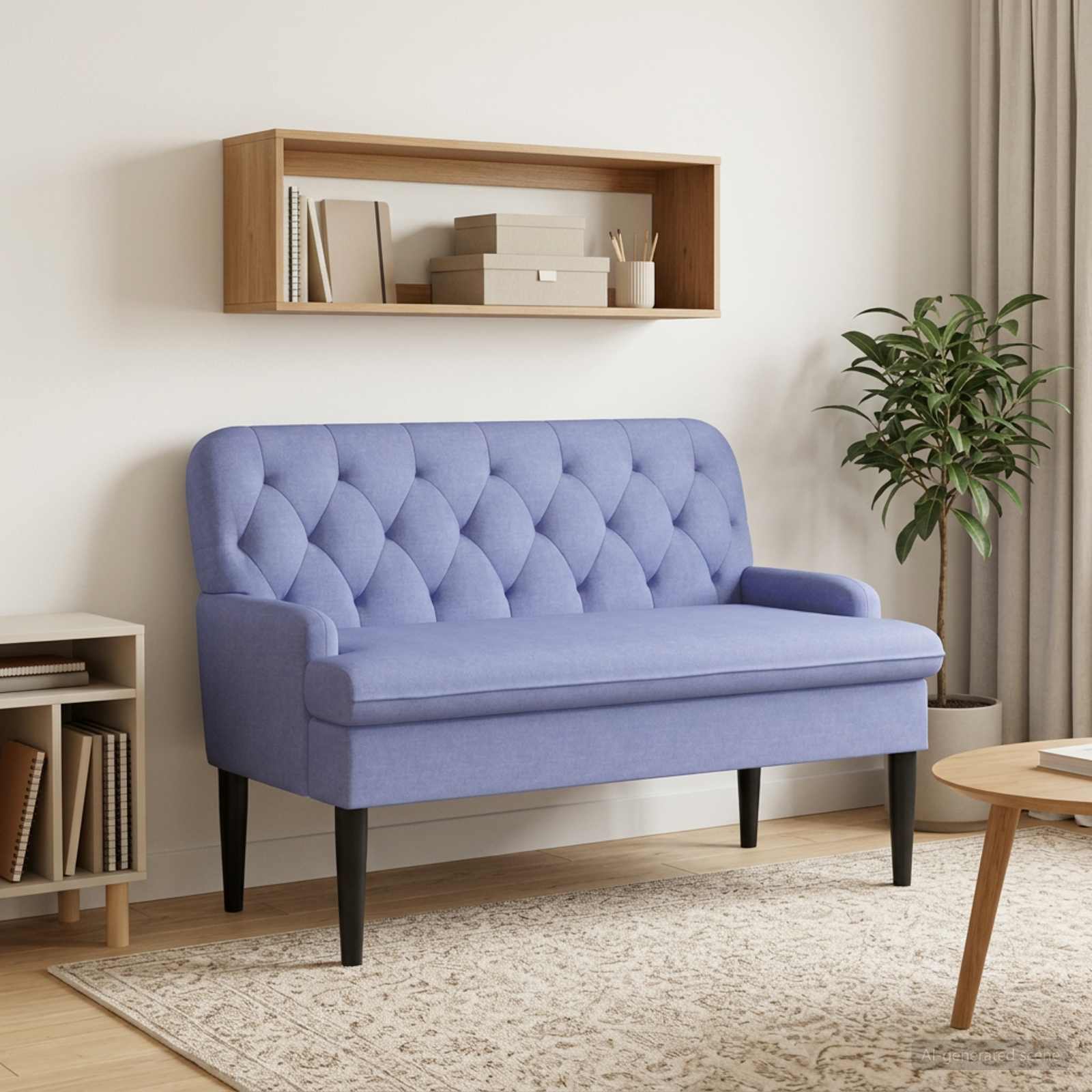 Zweisitzer mit Knopfheftung Jeans blau 111 x 68 x 80 cm Stoff