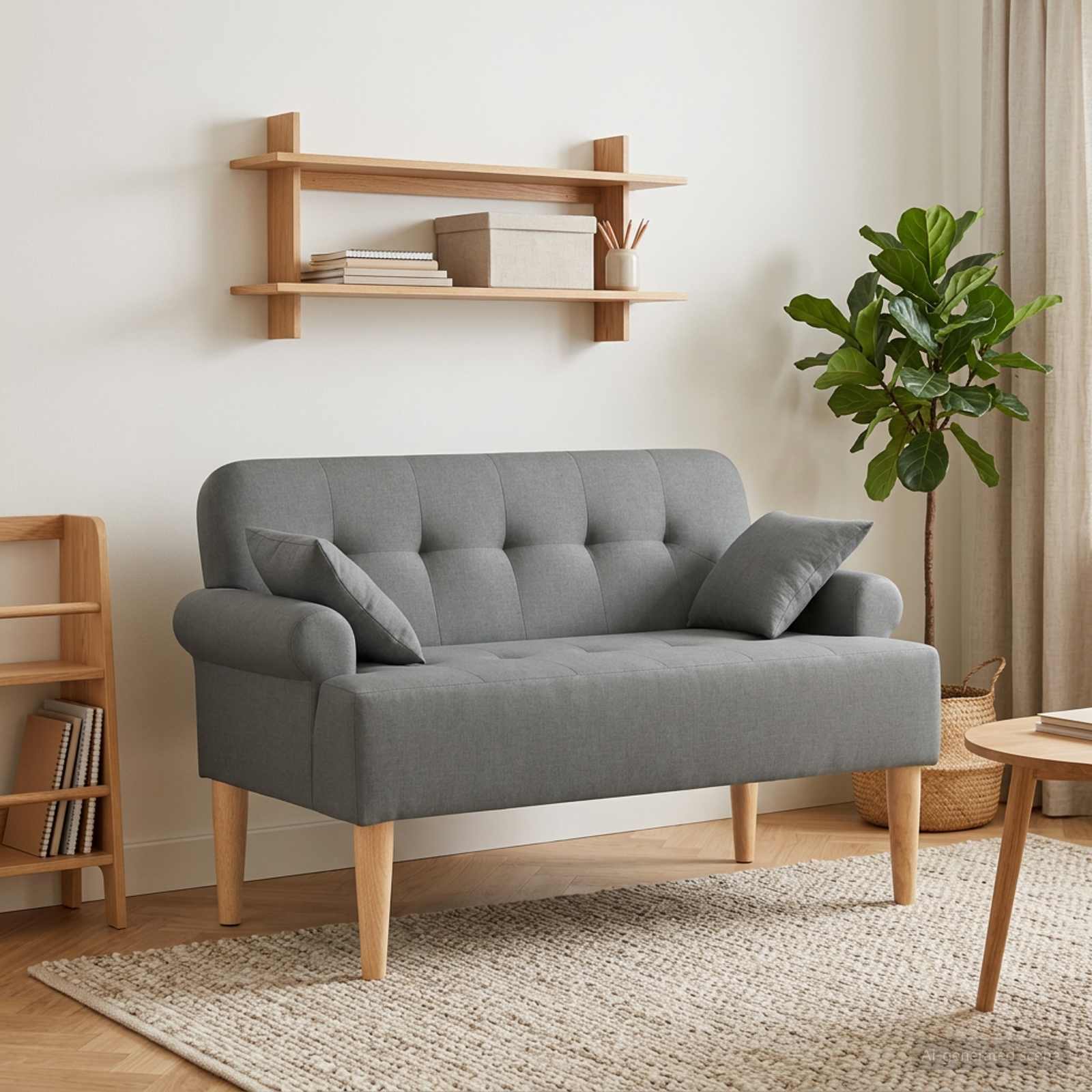 Zweisitzer mit Knopfheftung Dunkelgrau 120 x 65 x 79 cm Stoff