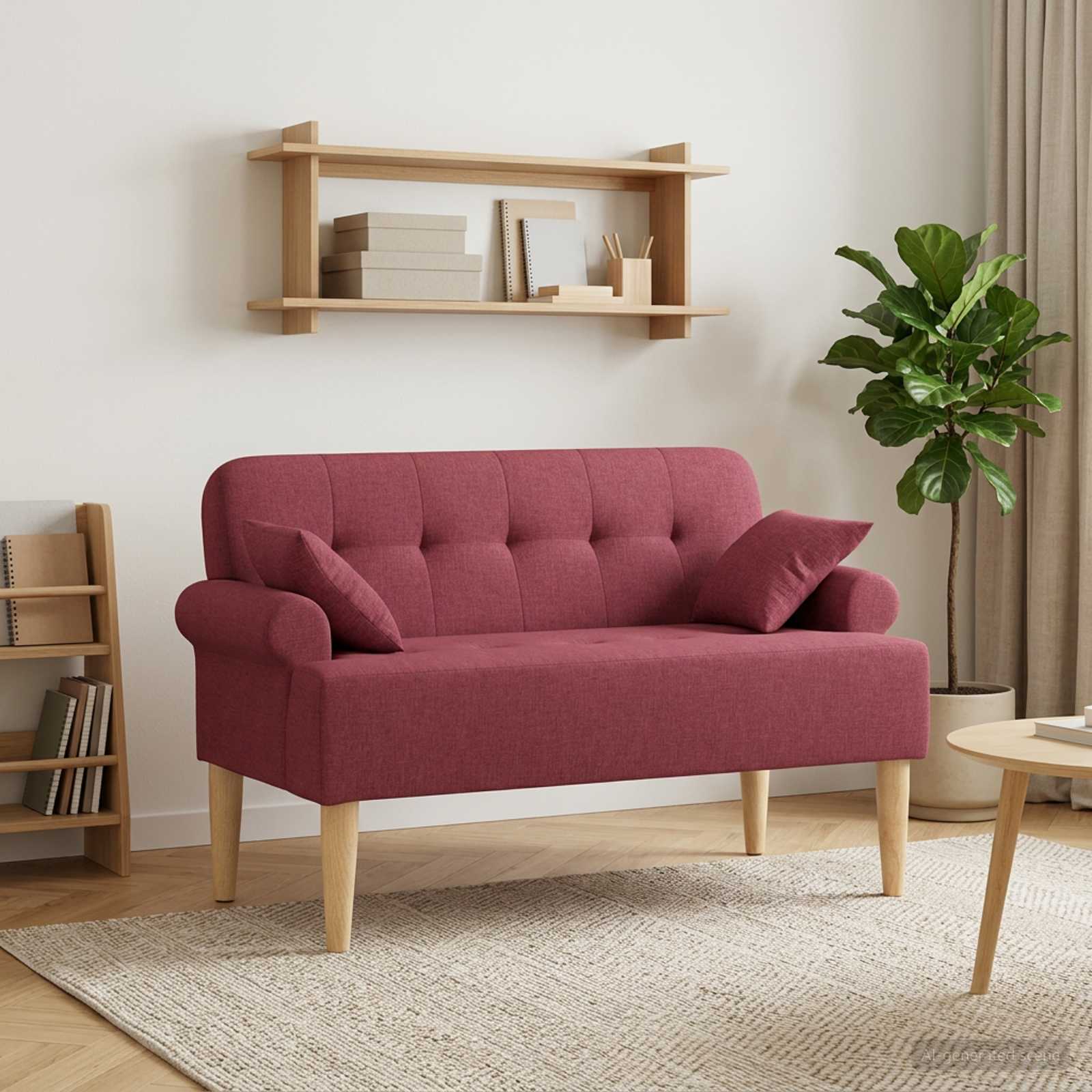 Zweisitzer mit Knopfheftung Weinrot 120 x 65 x 79 cm Stoff