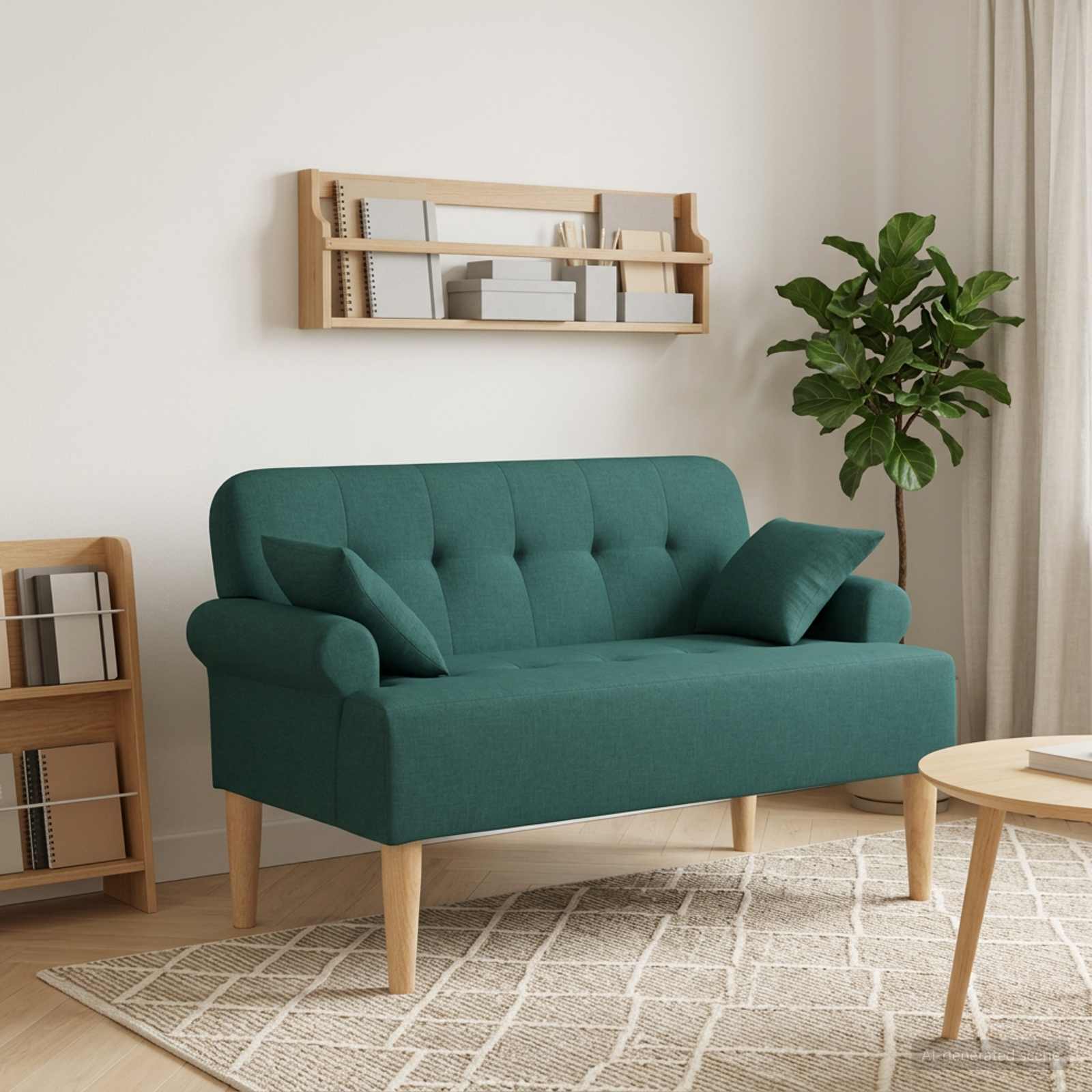 Zweisitzer mit Knopfheftung Dunkelgrün 120 x 65 x 79 cm Stoff
