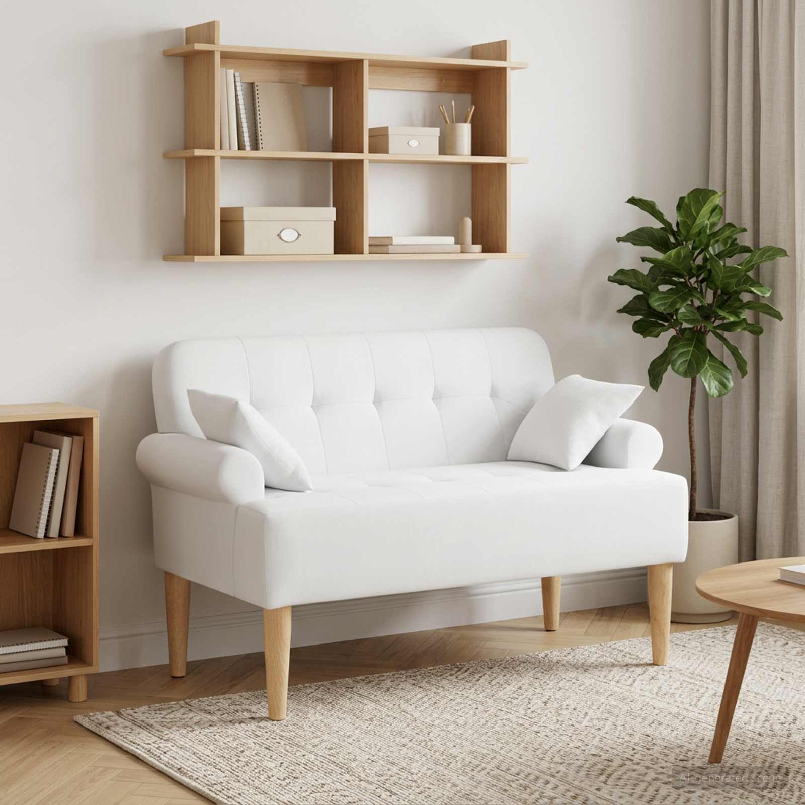 Zweisitzer mit Knopfheftung Weiß 120 x 65 x 79 cm Stoff