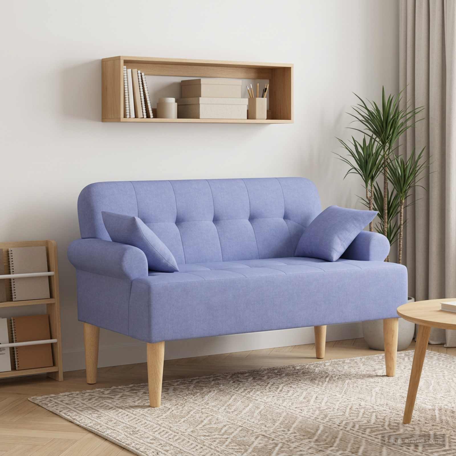 Zweisitzer mit Knopfheftung Jeans blau 120 x 65 x 79 cm Stoff