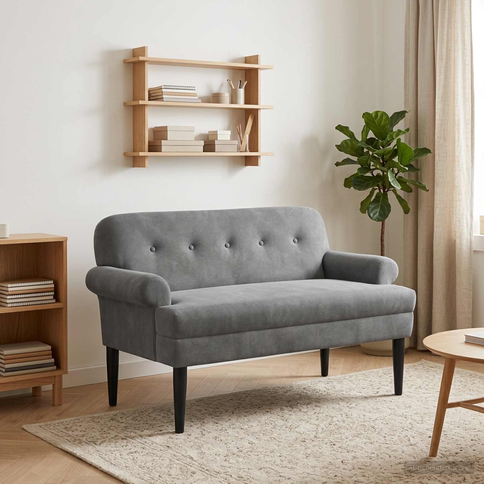 Zweisitzer mit Knopfheftung Dunkelgrau 120 x 66 x 78 cm Samt