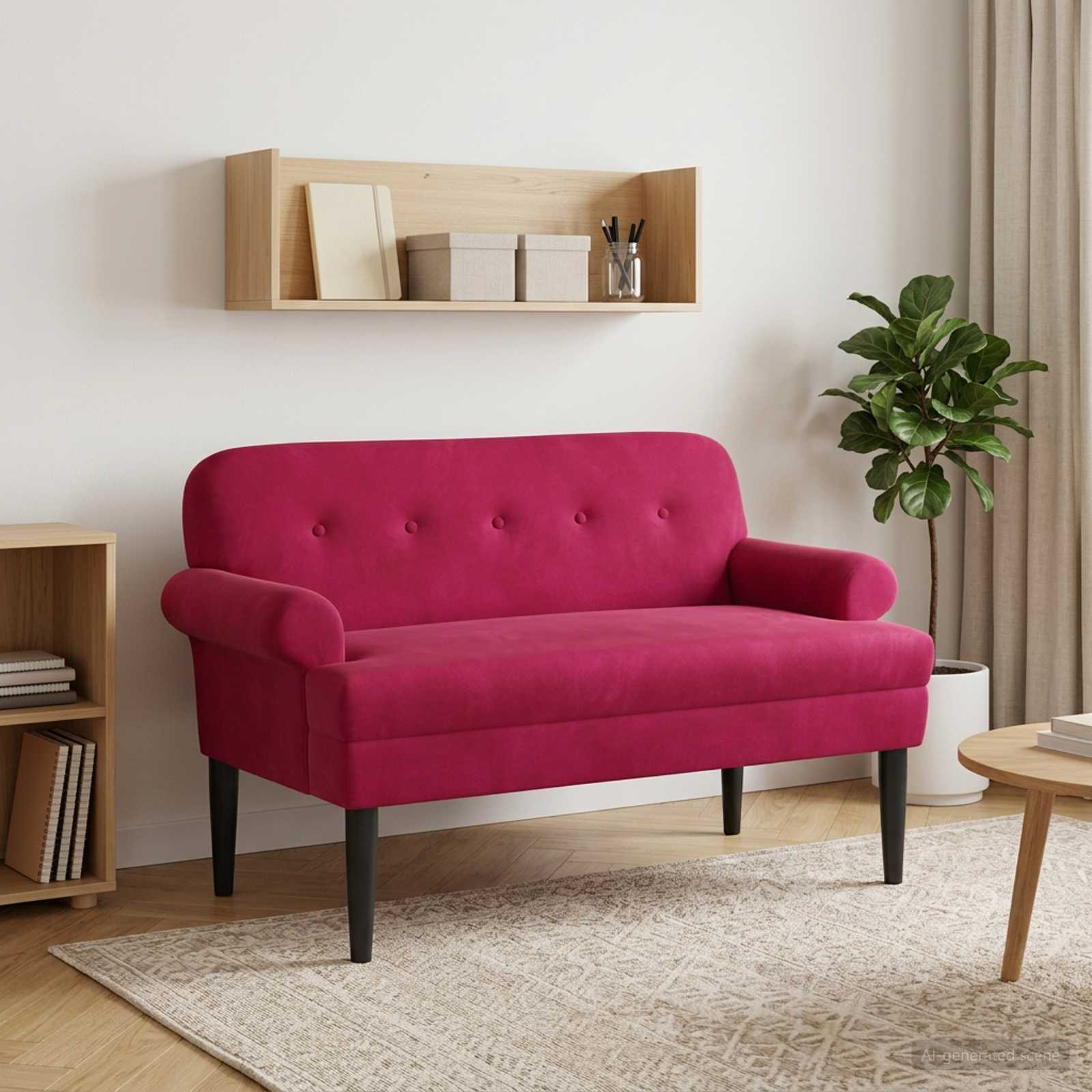 Zweisitzer mit Knopfheftung Weinrot 120 x 66 x 78 cm Samt