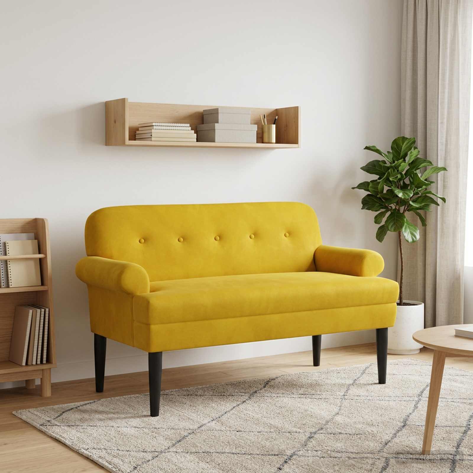 Zweisitzer mit Knopfheftung Gelb 120 x 66 x 78 cm Samt