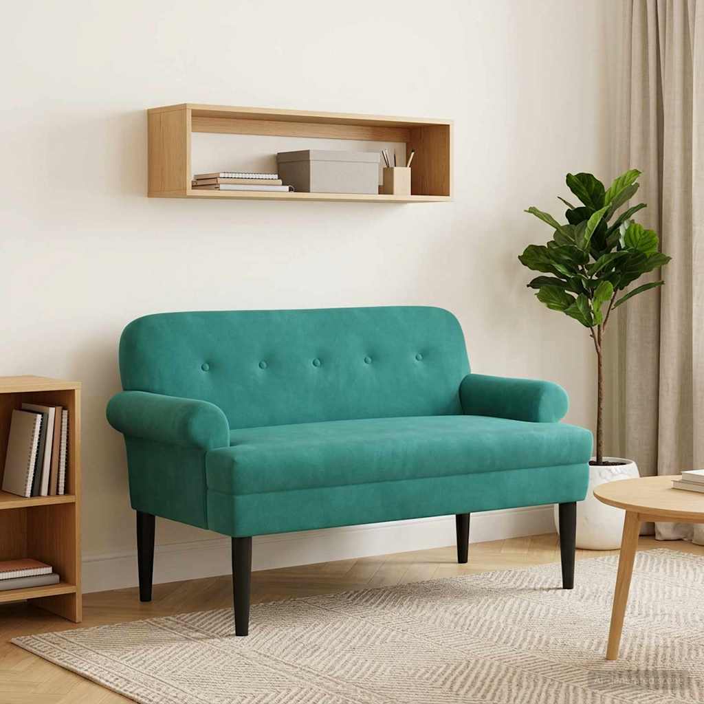 Zweisitzer mit Knopfheftung Türkis 120 x 66 x 78 cm Samt
