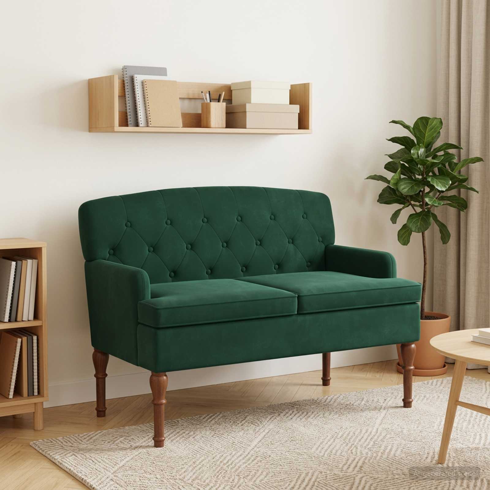 Zweisitzer mit Knopfheftung Dunkelgrün 111 x 65 x 79 cm Samt