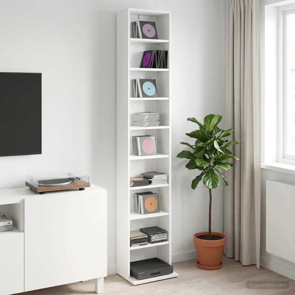 CD Regal Weiß 33 x 23,5 x 175 cm Holzwerkstoff