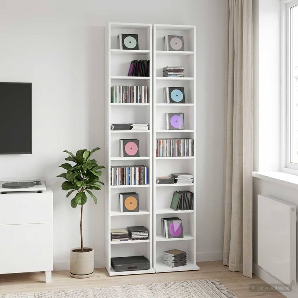 CD Regal 2 Stk. Weiß 33 x 23,5 x 175 cm Holzwerkstoff
