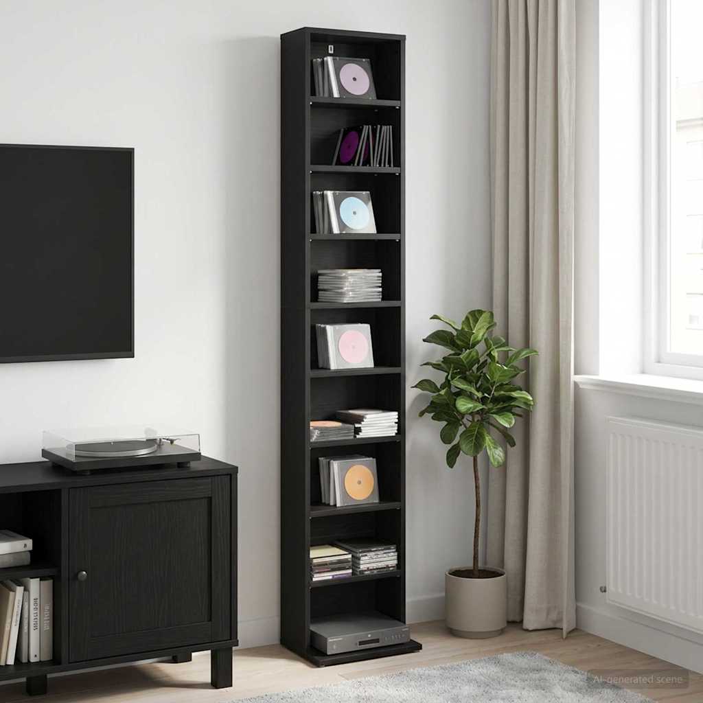 CD Regal Schwarze Eiche 33 x 23,5 x 175 cm Holzwerkstoff