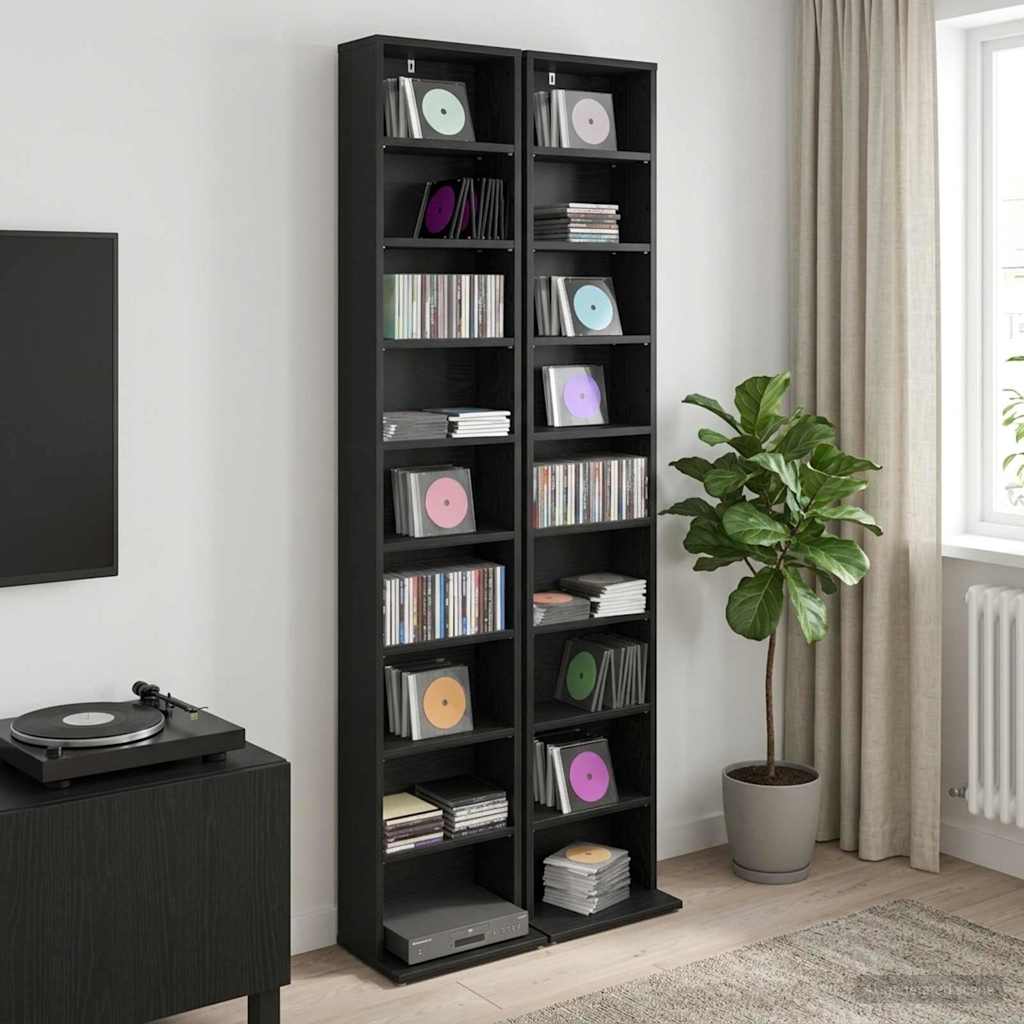 CD Regal 2 Stk. Schwarze Eiche 33 x 23,5 x 175 cm Holzwerkstoff