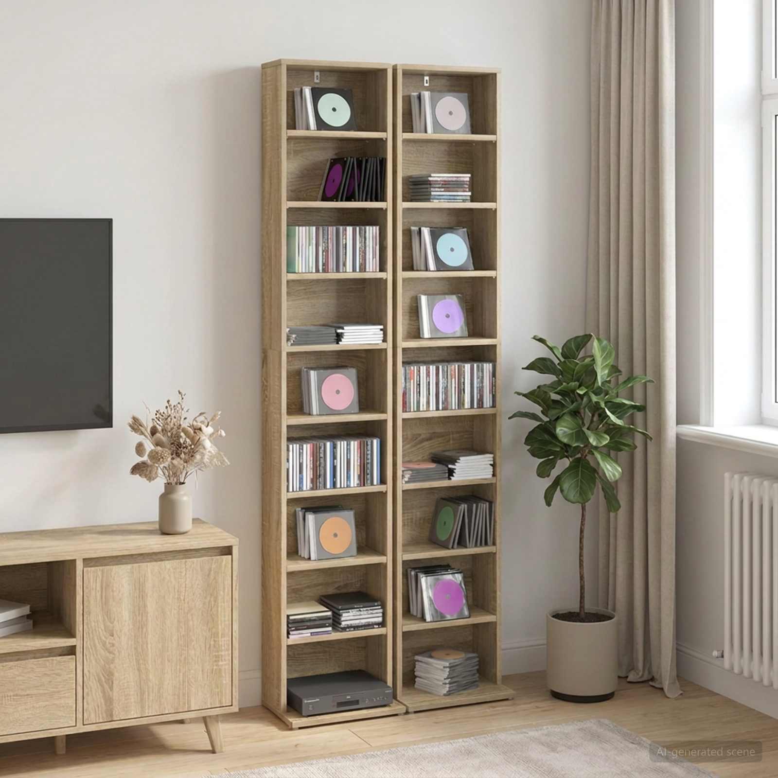 CD Regal 2 Stk. Sonoma-Eiche 33 x 23,5 x 175 cm Holzwerkstoff