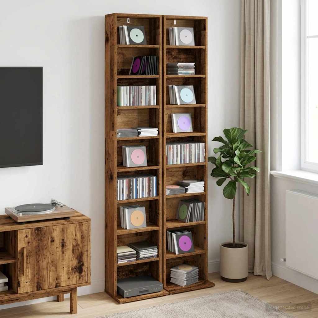 CD Regal 2 Stk. Altholz 33 x 23,5 x 175 cm Holzwerkstoff