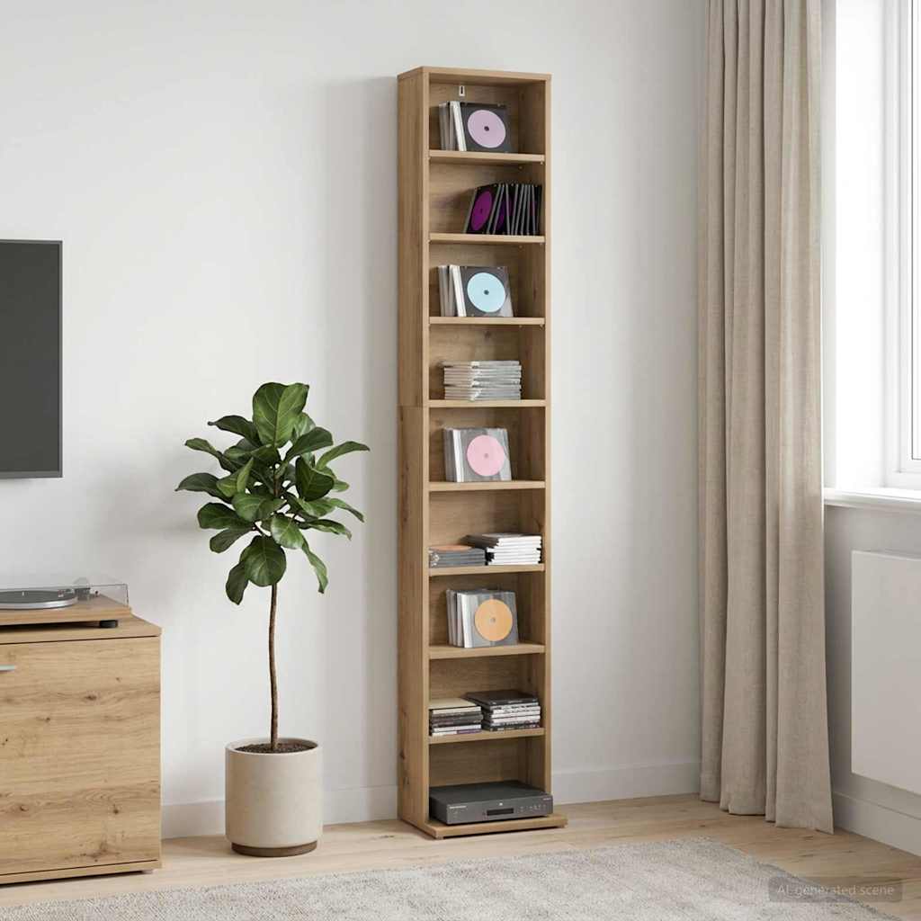 CD Regal Artisan-Eiche 33 x 23,5 x 175 cm Holzwerkstoff