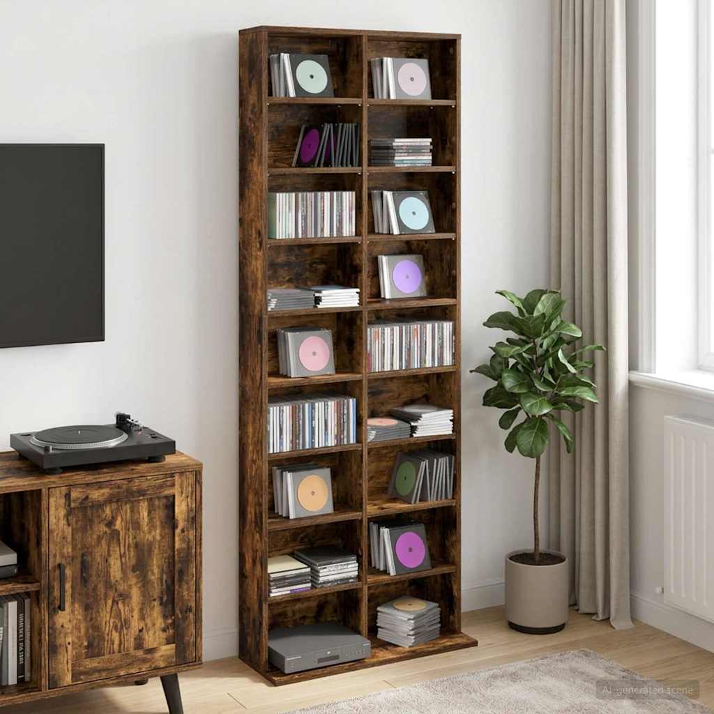CD Regal Raucheiche 65 x 23,5 x 175 cm Holzwerkstoff